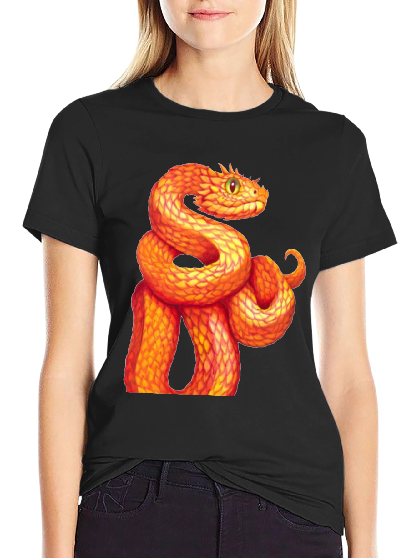 Orange Snake Graphic T-Shirt