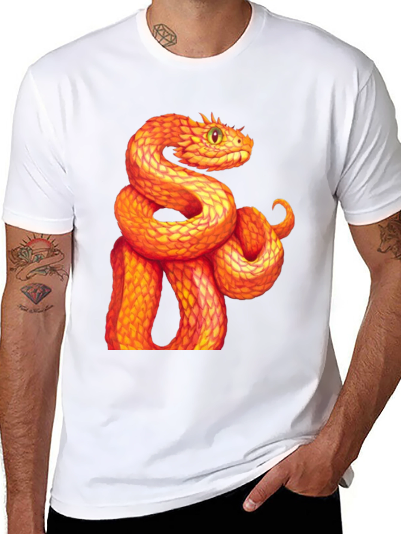 Orange Snake Graphic T-Shirt