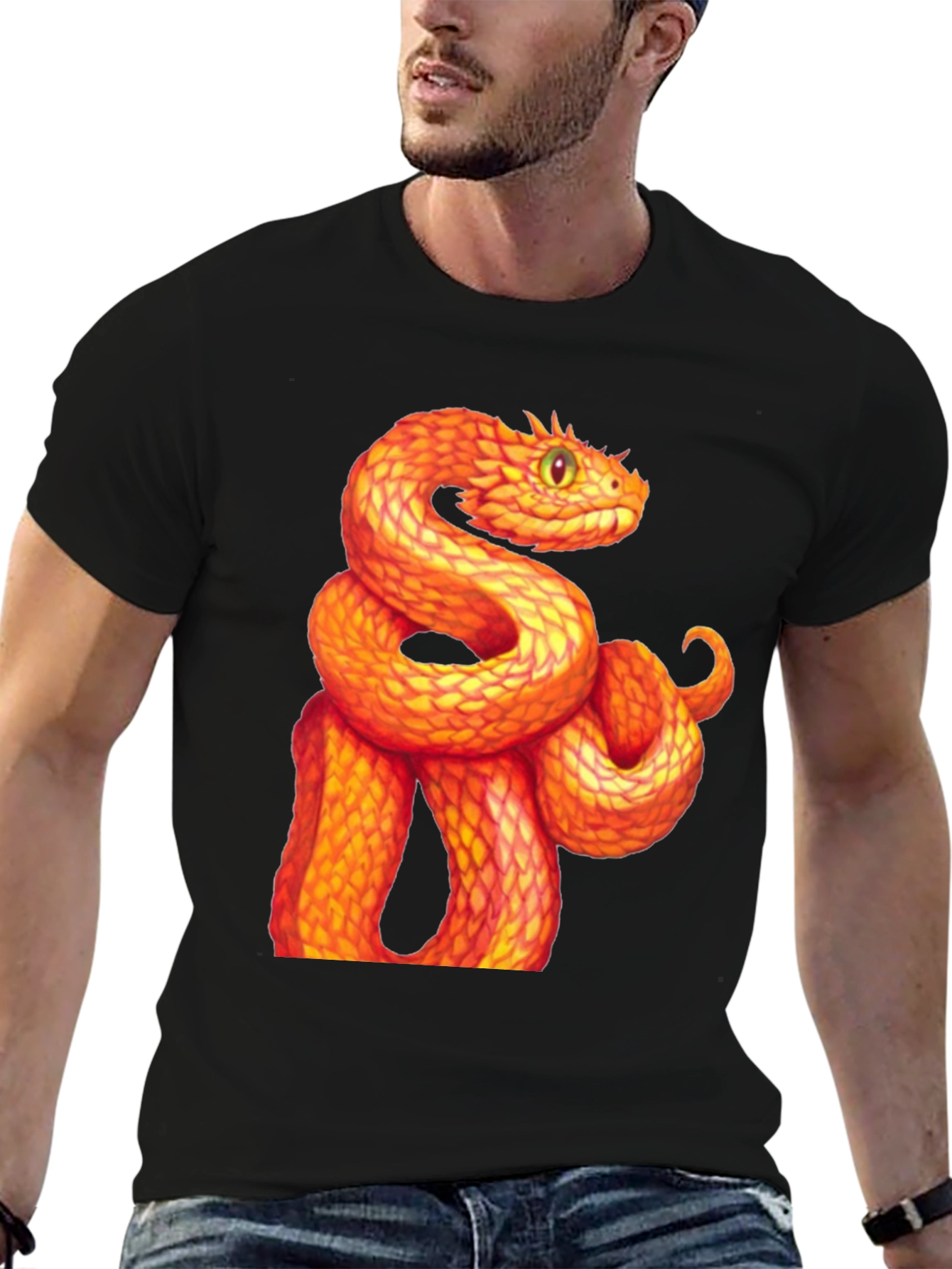 Orange Snake Graphic T-Shirt