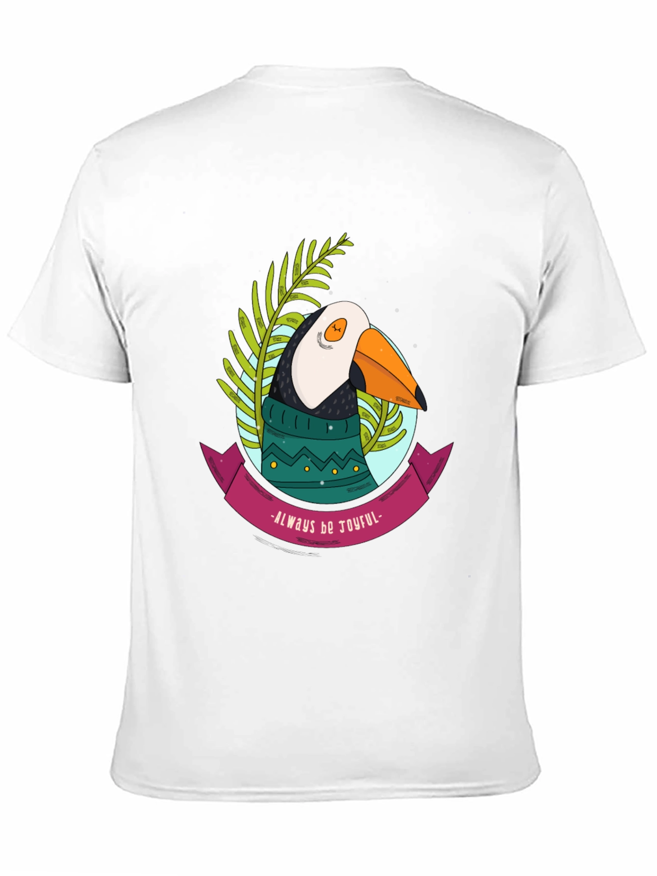 Joyful Puffin Graphic Tee - Black Cotton T-Shirt