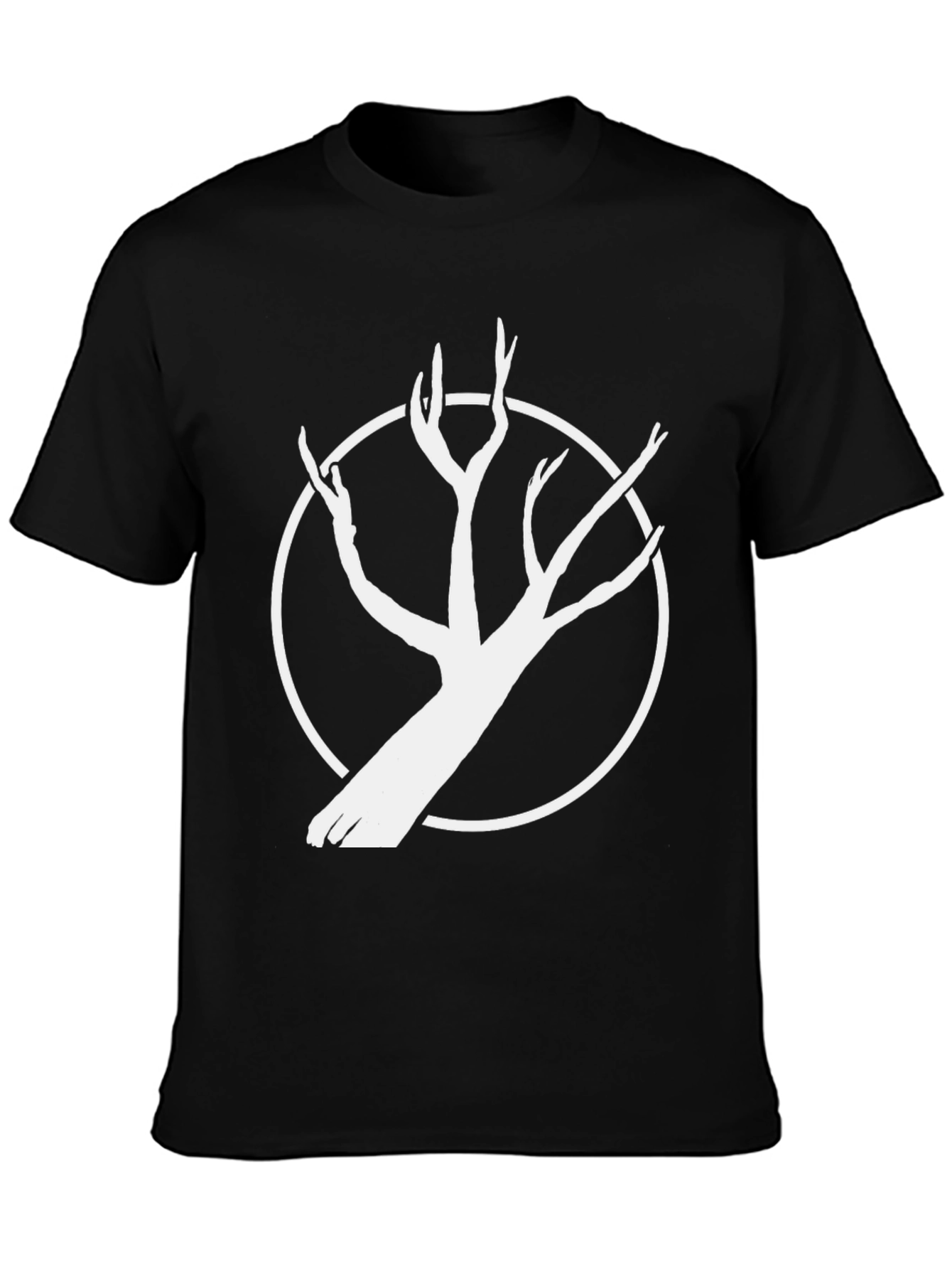 Black Tee with White Tree Circle Graphic