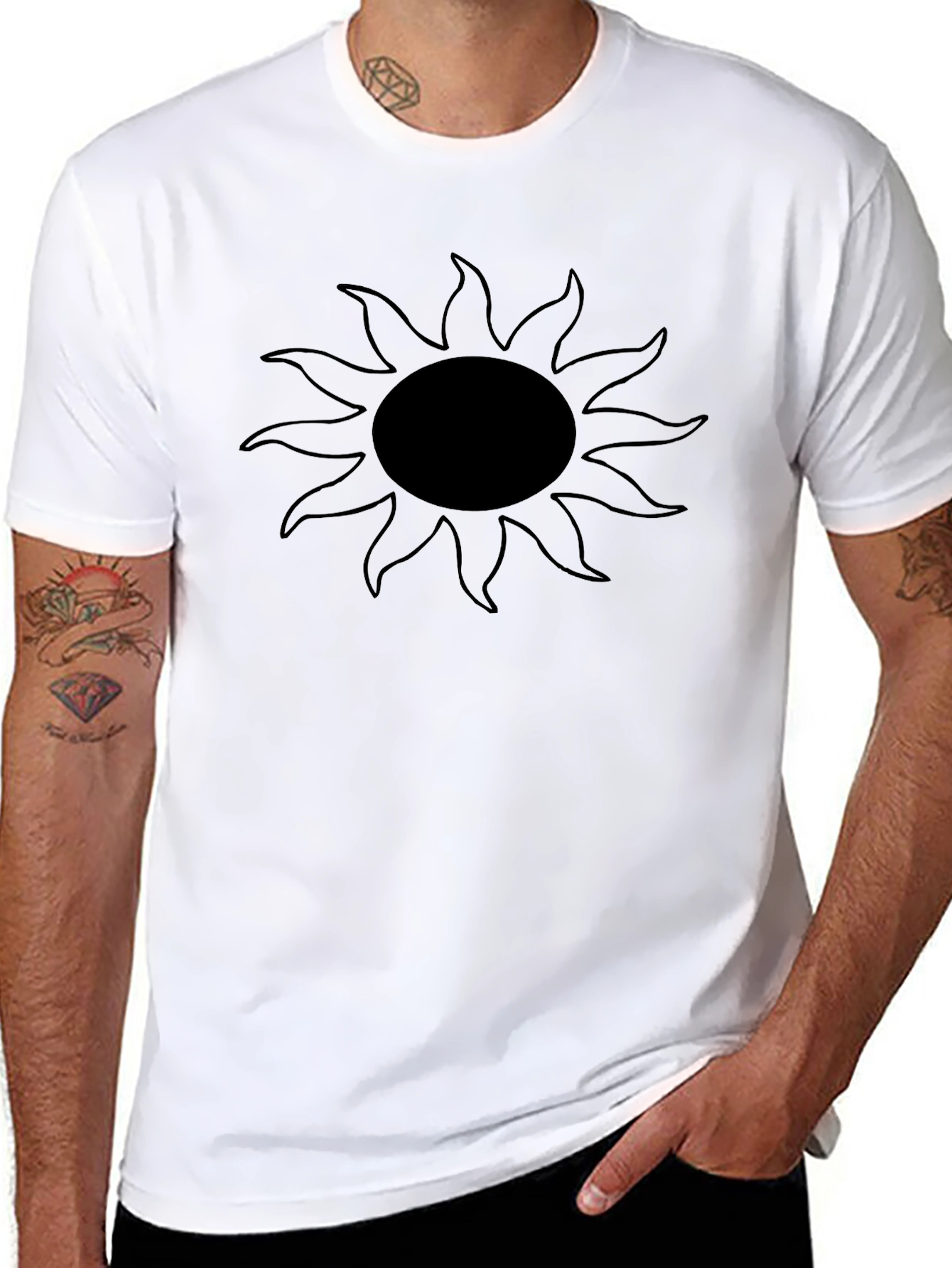 Black Graphic Tee - Sun Design