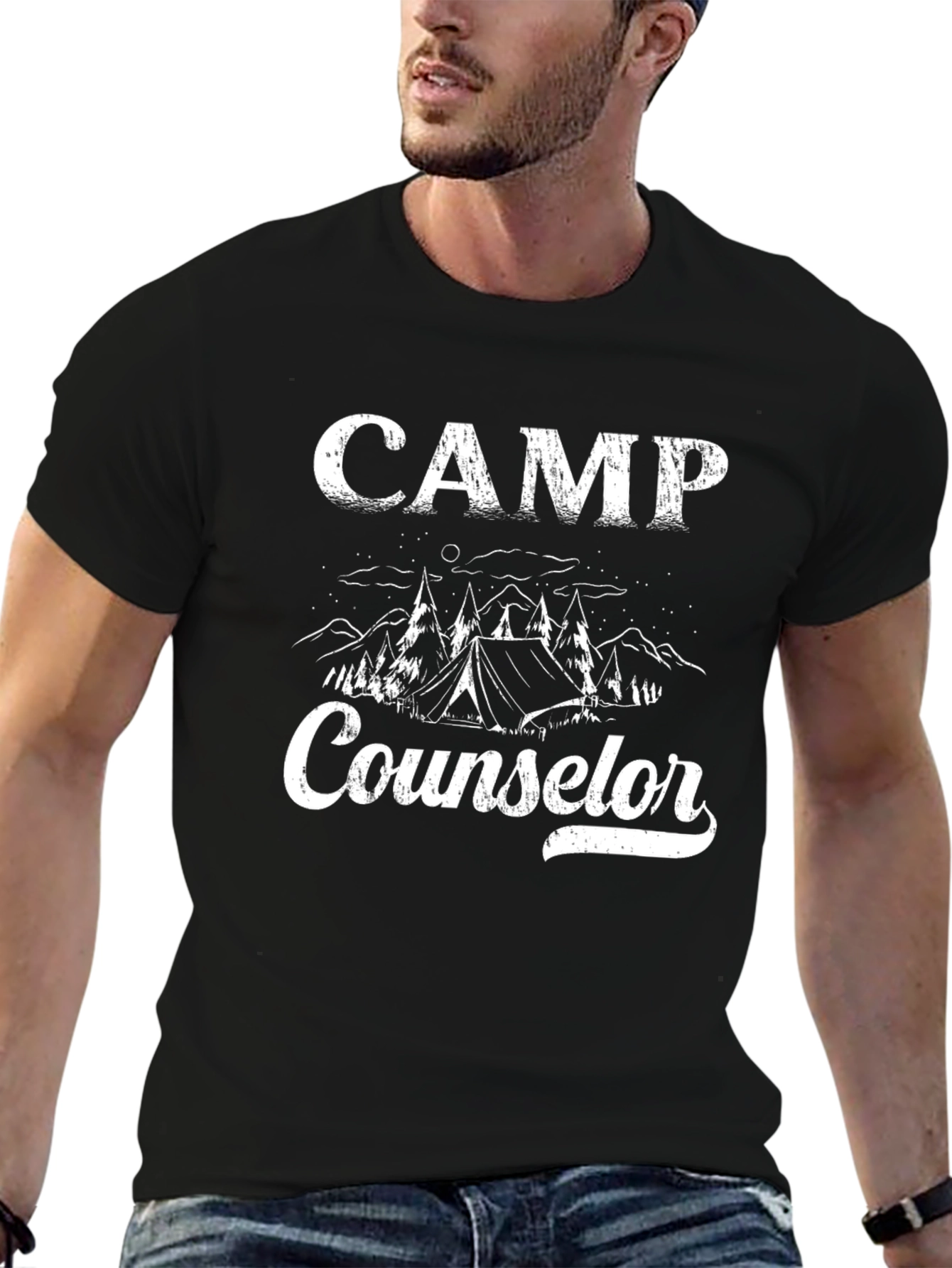 Camp Counselor Black Graphic T-Shirt