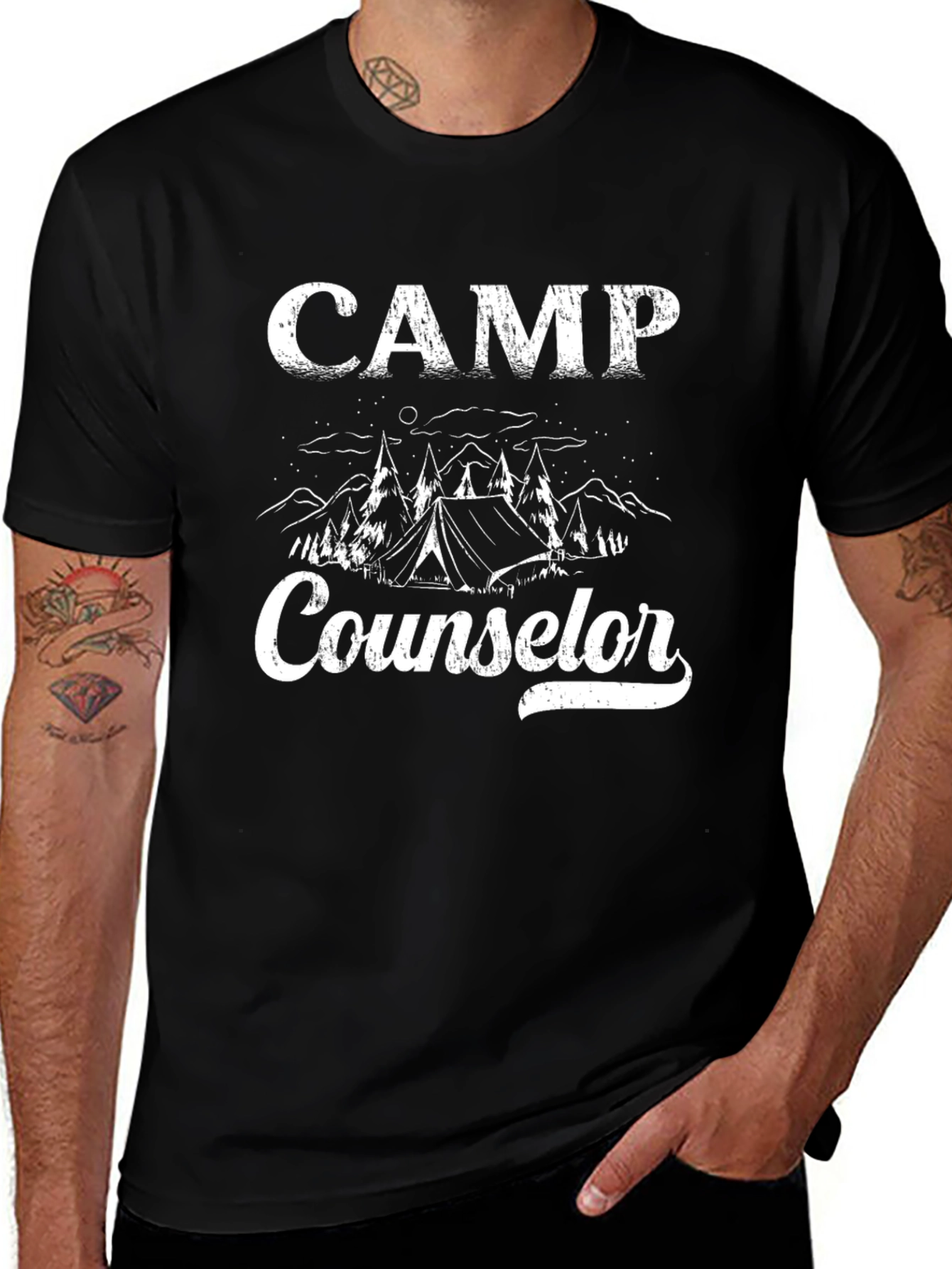 Camp Counselor Black Graphic T-Shirt