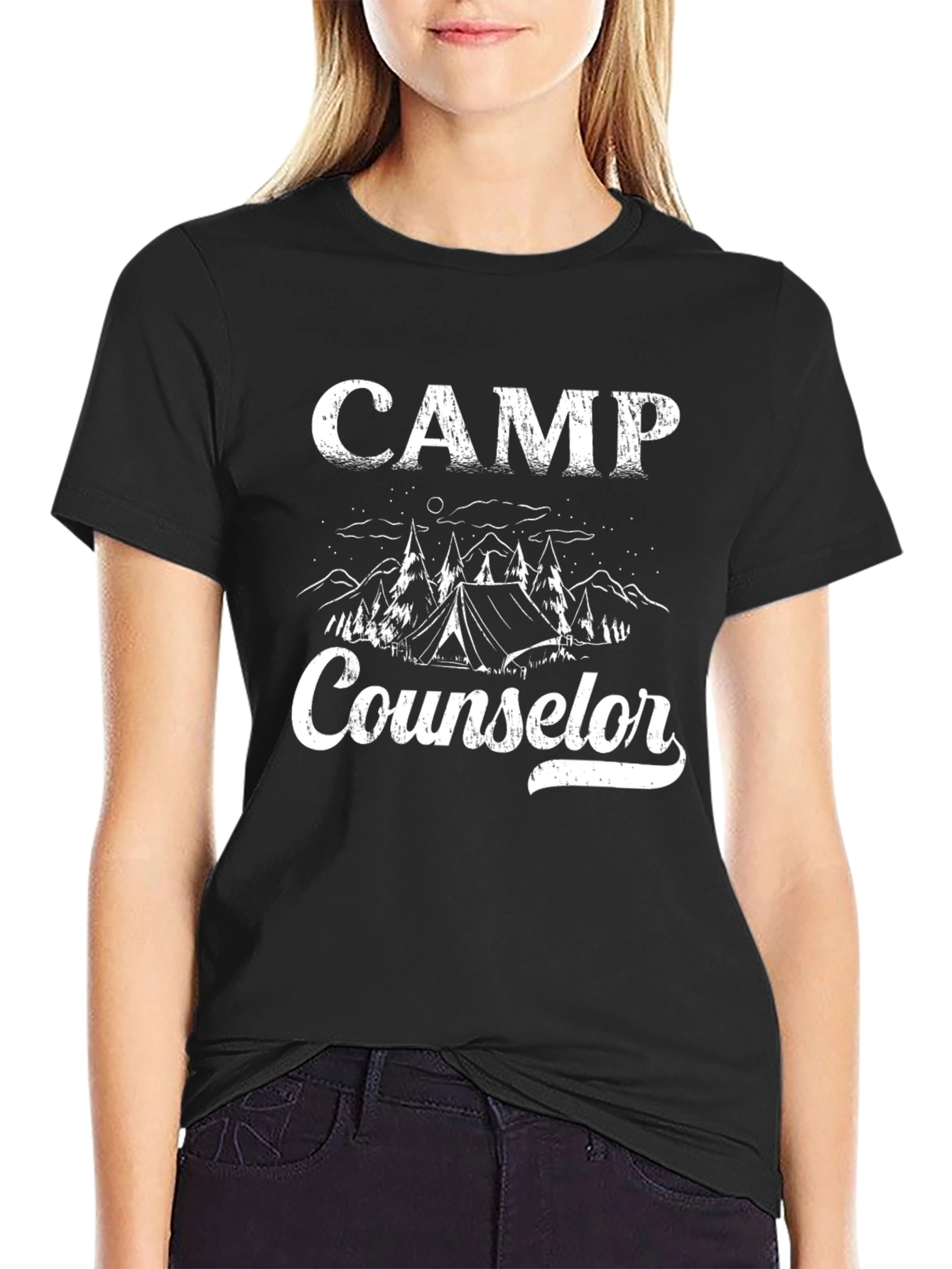 Camp Counselor Black Graphic T-Shirt