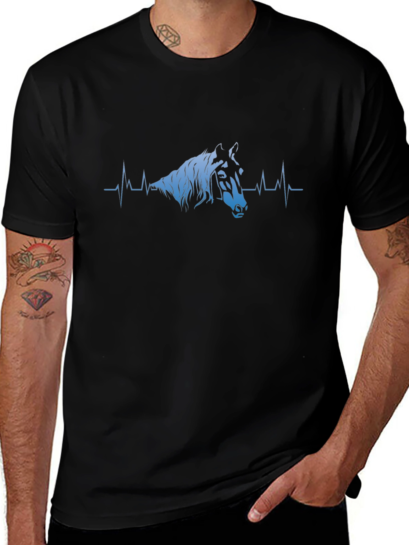 Horse Heartbeat T-Shirt - Equestrian Life Line Tee
