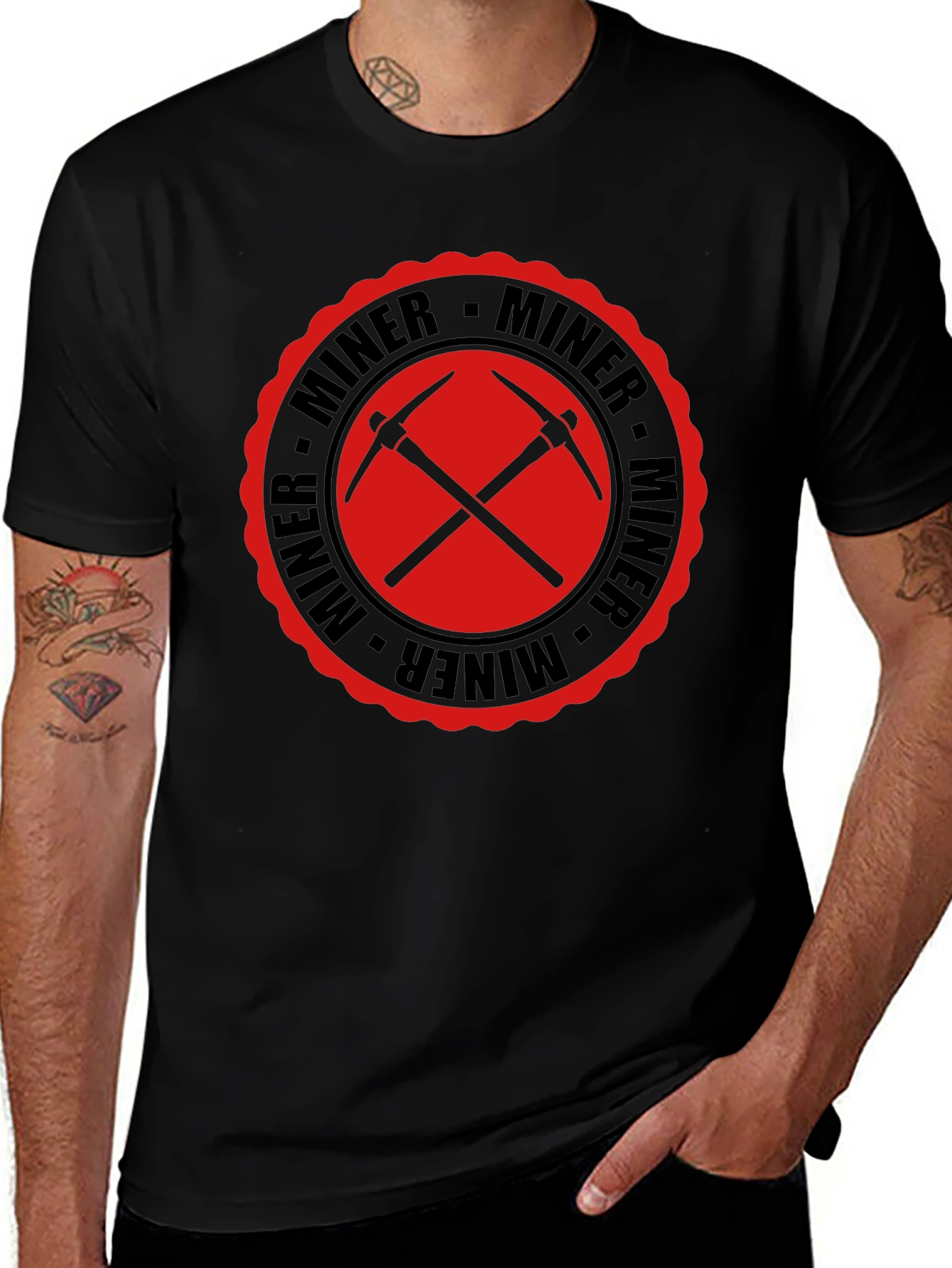 Miner Graphic Tee - Black Cotton T-Shirt