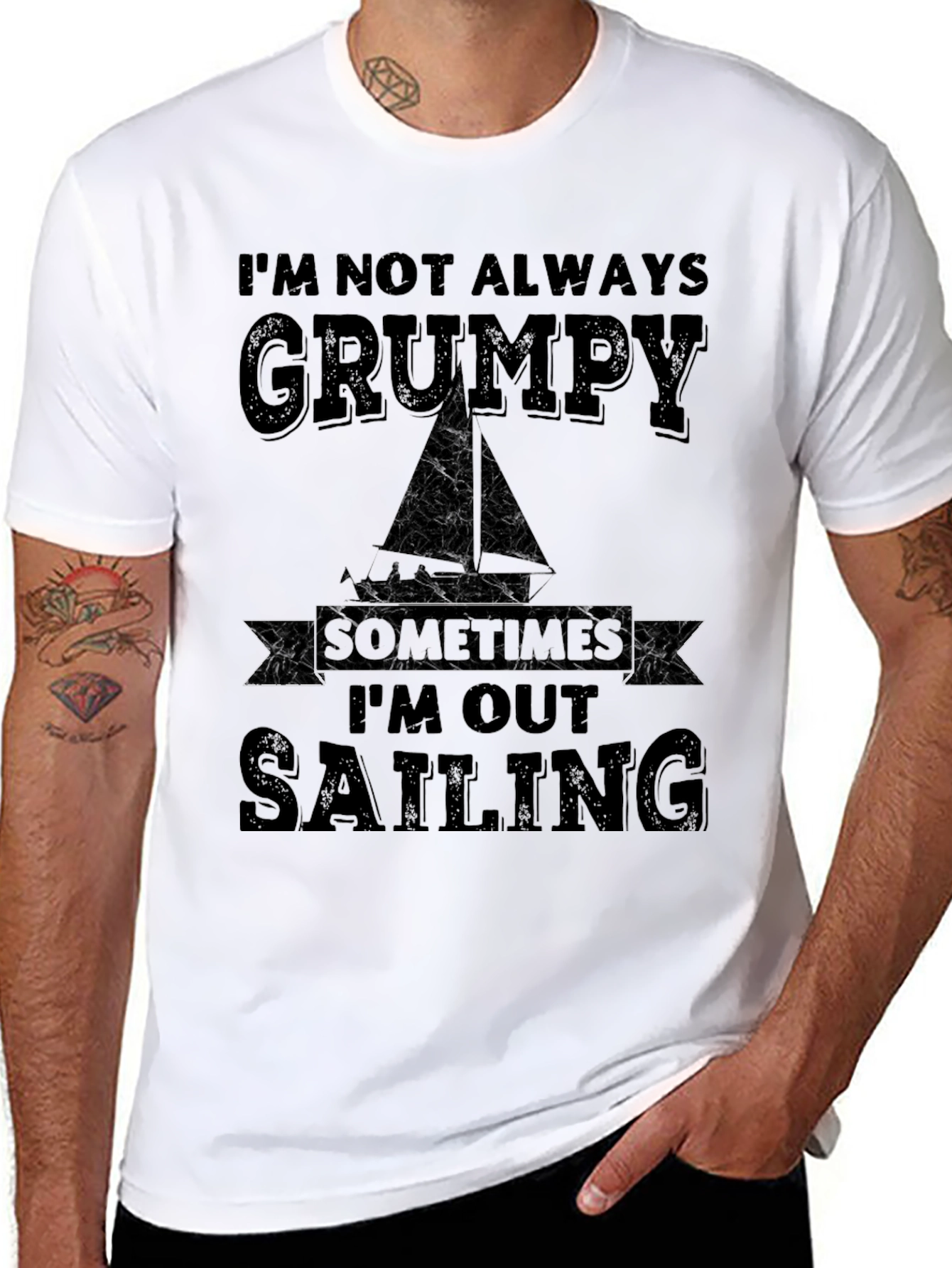 Grumpy Sailing Graphic Tee - Novelty Mens T-Shirt