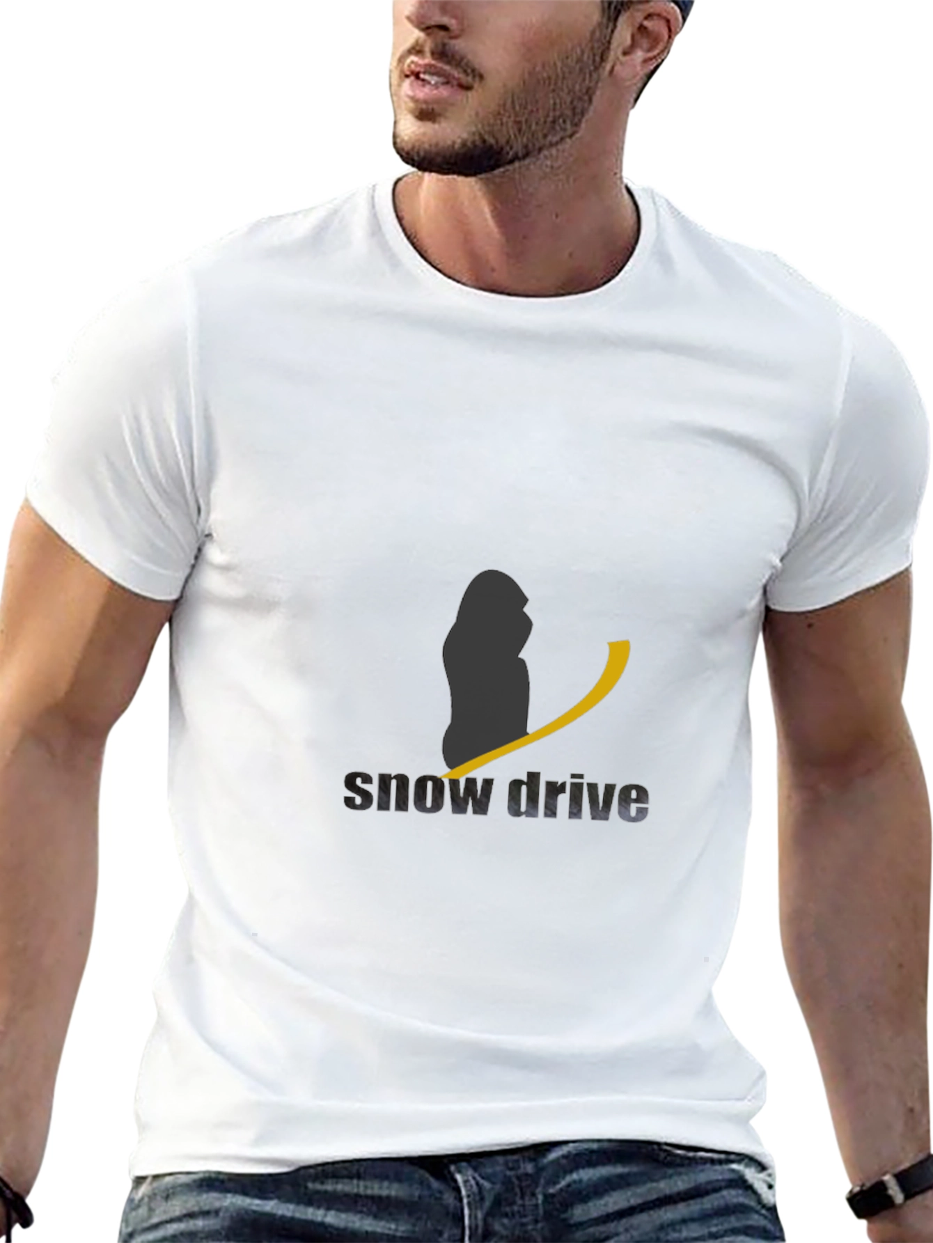 Snow Drive Black Graphic Tee for Men