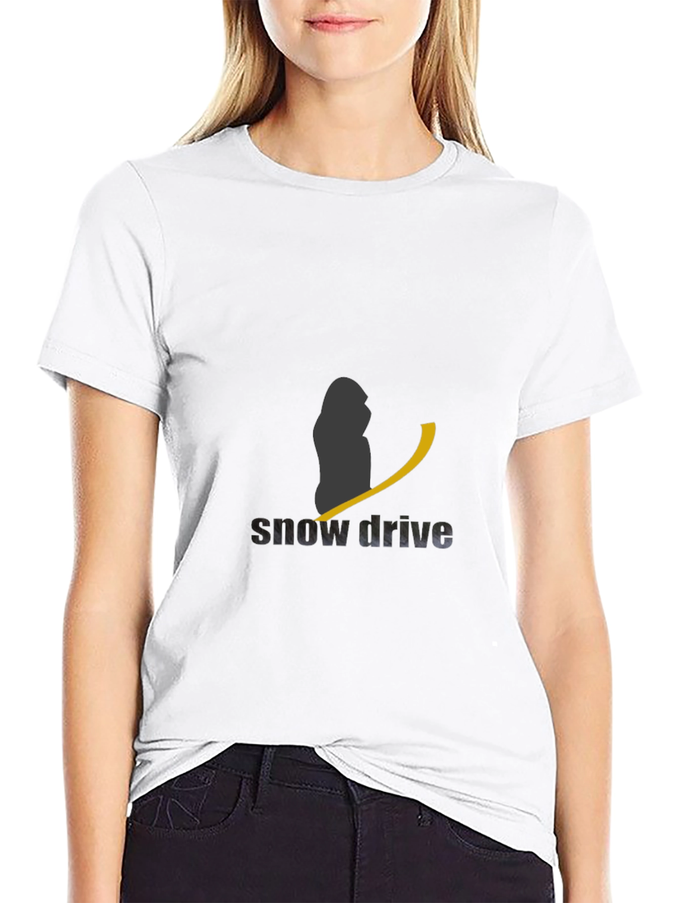 Snow Drive Black Graphic Tee for Men