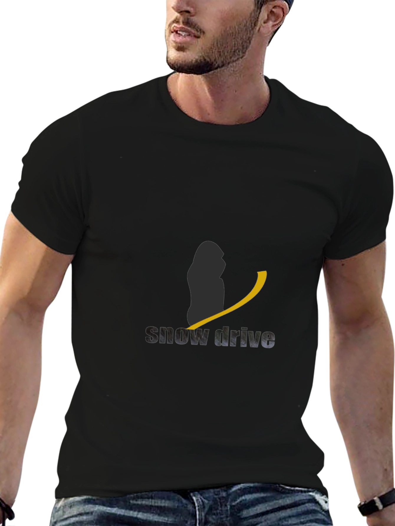 Snow Drive Black Graphic Tee for Men