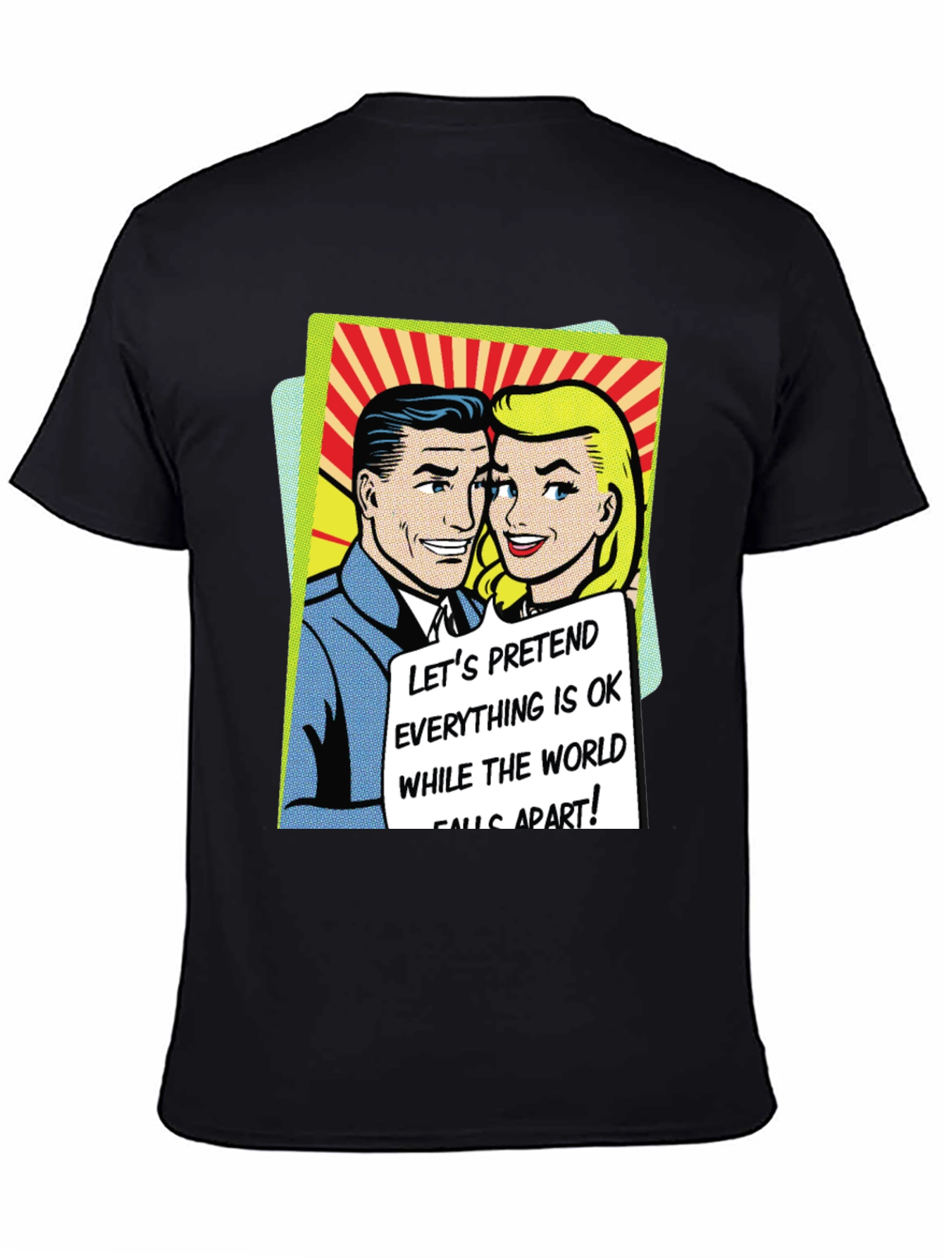 Retro Comic Book Tee: Pretend All is OK T-Shirt