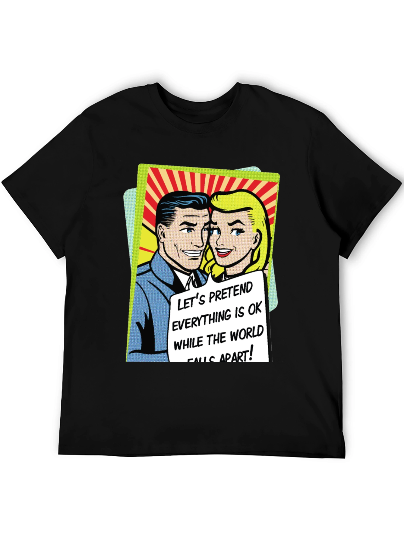 Retro Comic Book Tee: Pretend All is OK T-Shirt