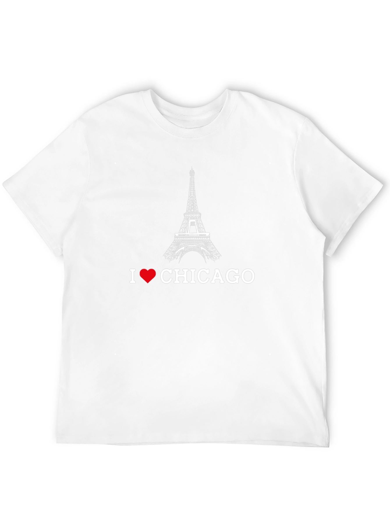 I Love Chicago Eiffel Tower Black T-Shirt