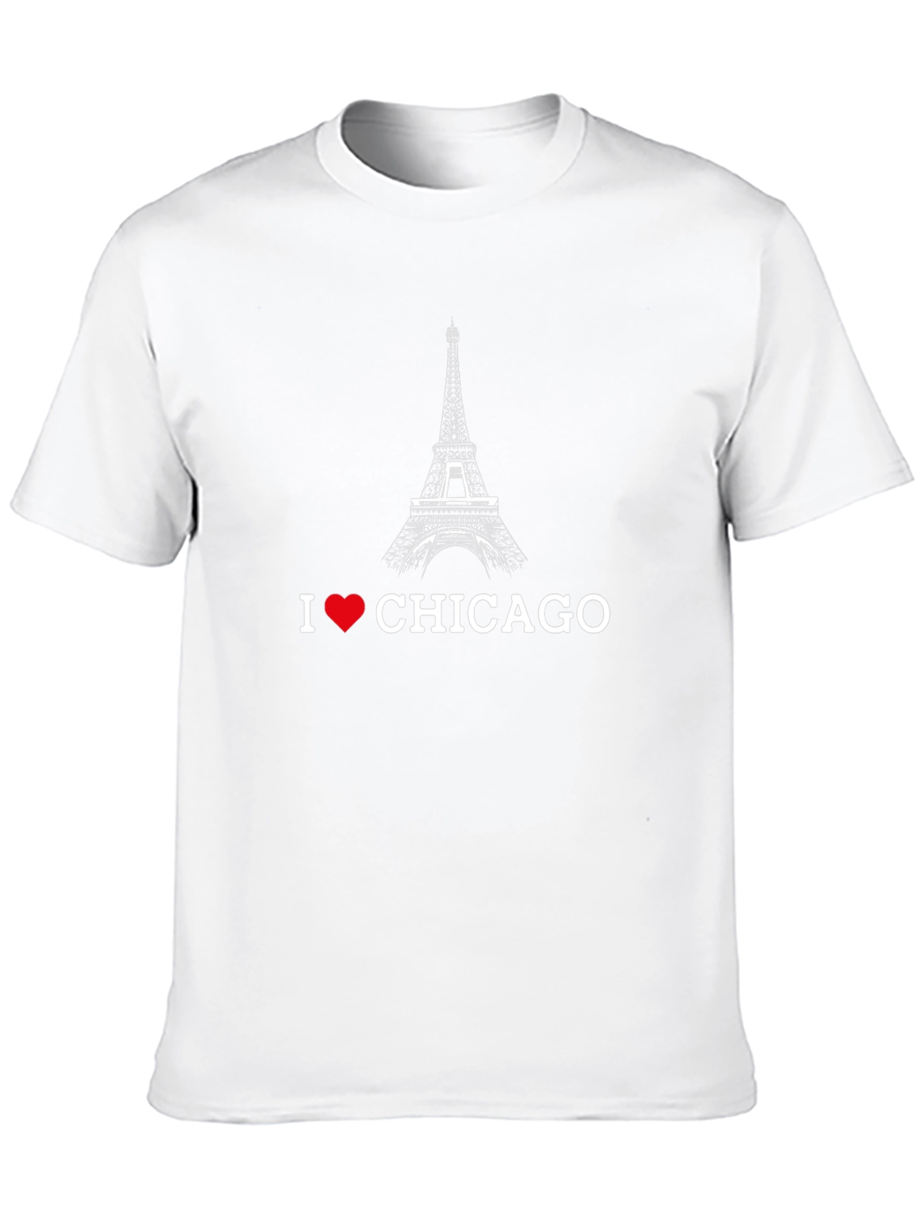 I Love Chicago Eiffel Tower Black T-Shirt
