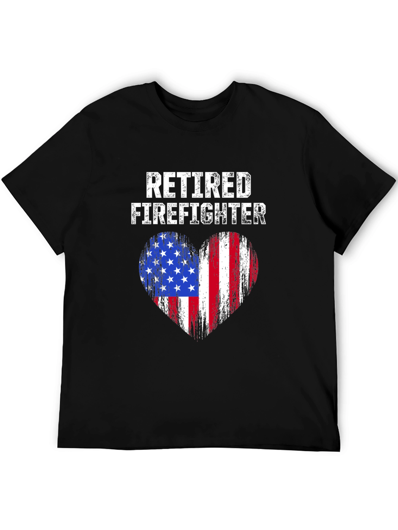 Retired Firefighter American Flag Heart T-Shirt