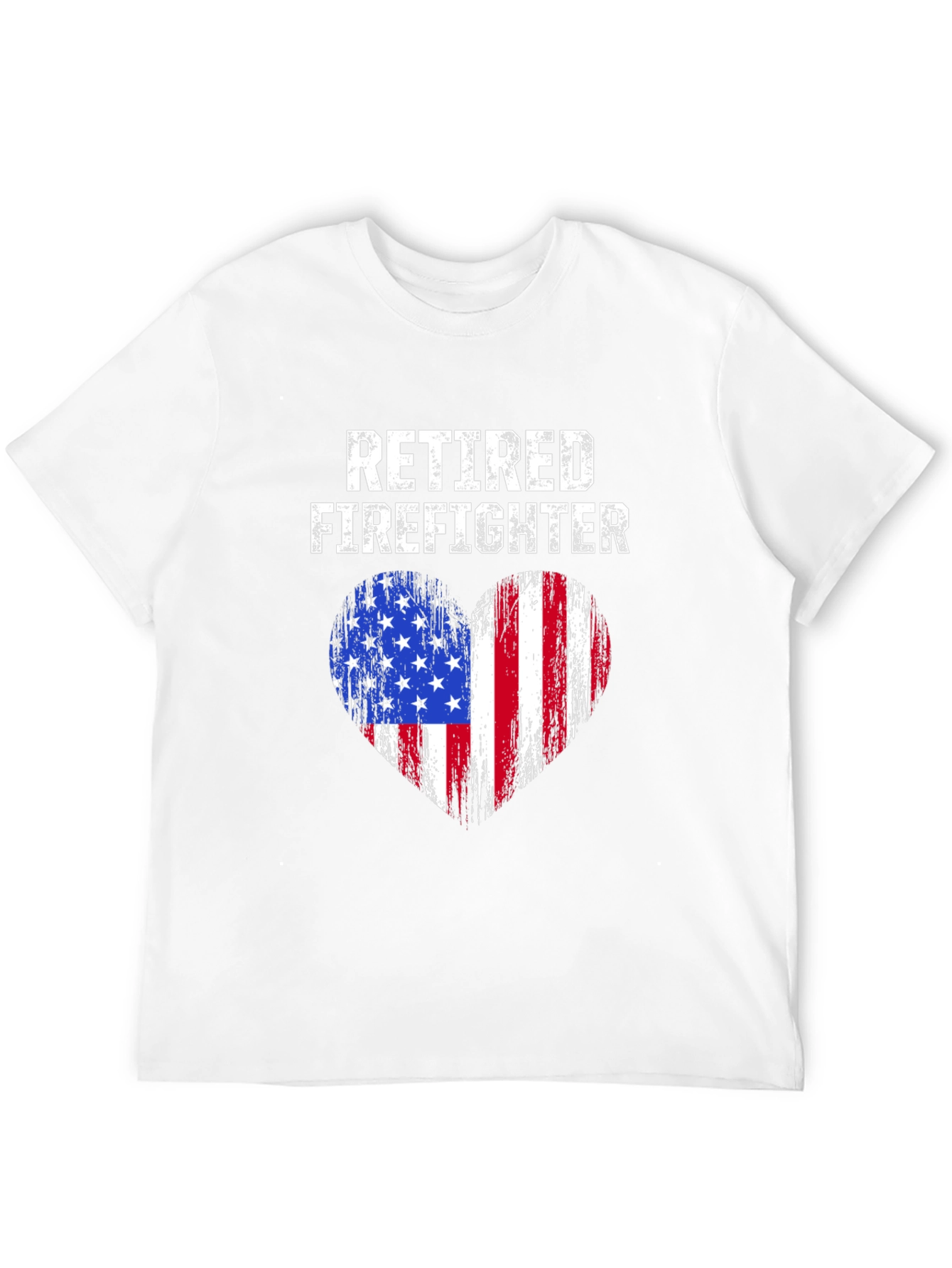 Retired Firefighter American Flag Heart T-Shirt