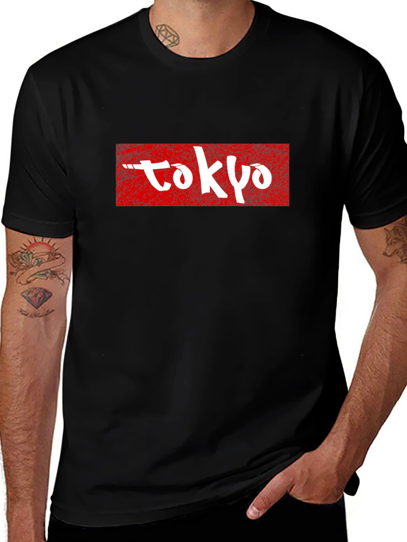 Tokyo Graphic Tee - Red and White on Black