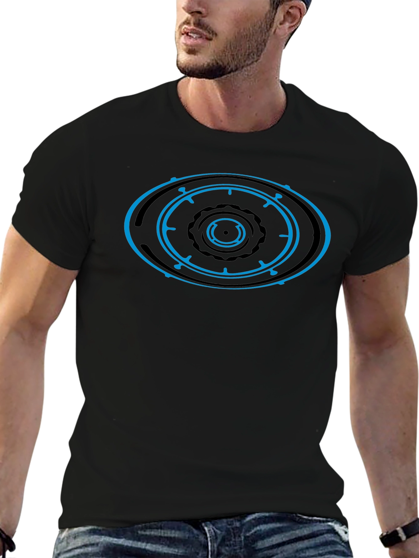Geometric Eye Design Black T-Shirt