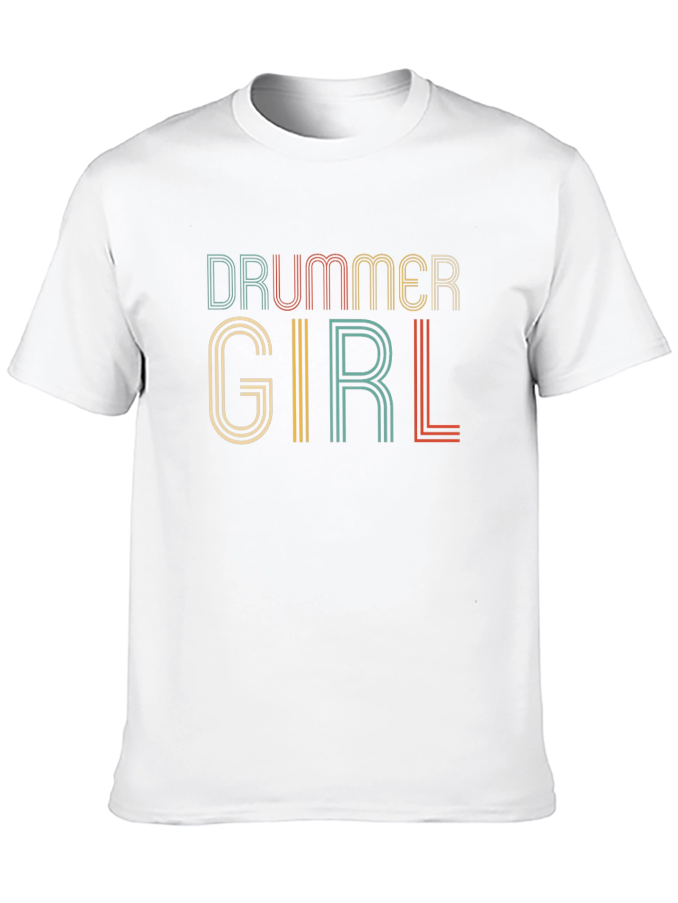 Drummer Girl Retro Style Black T-Shirt