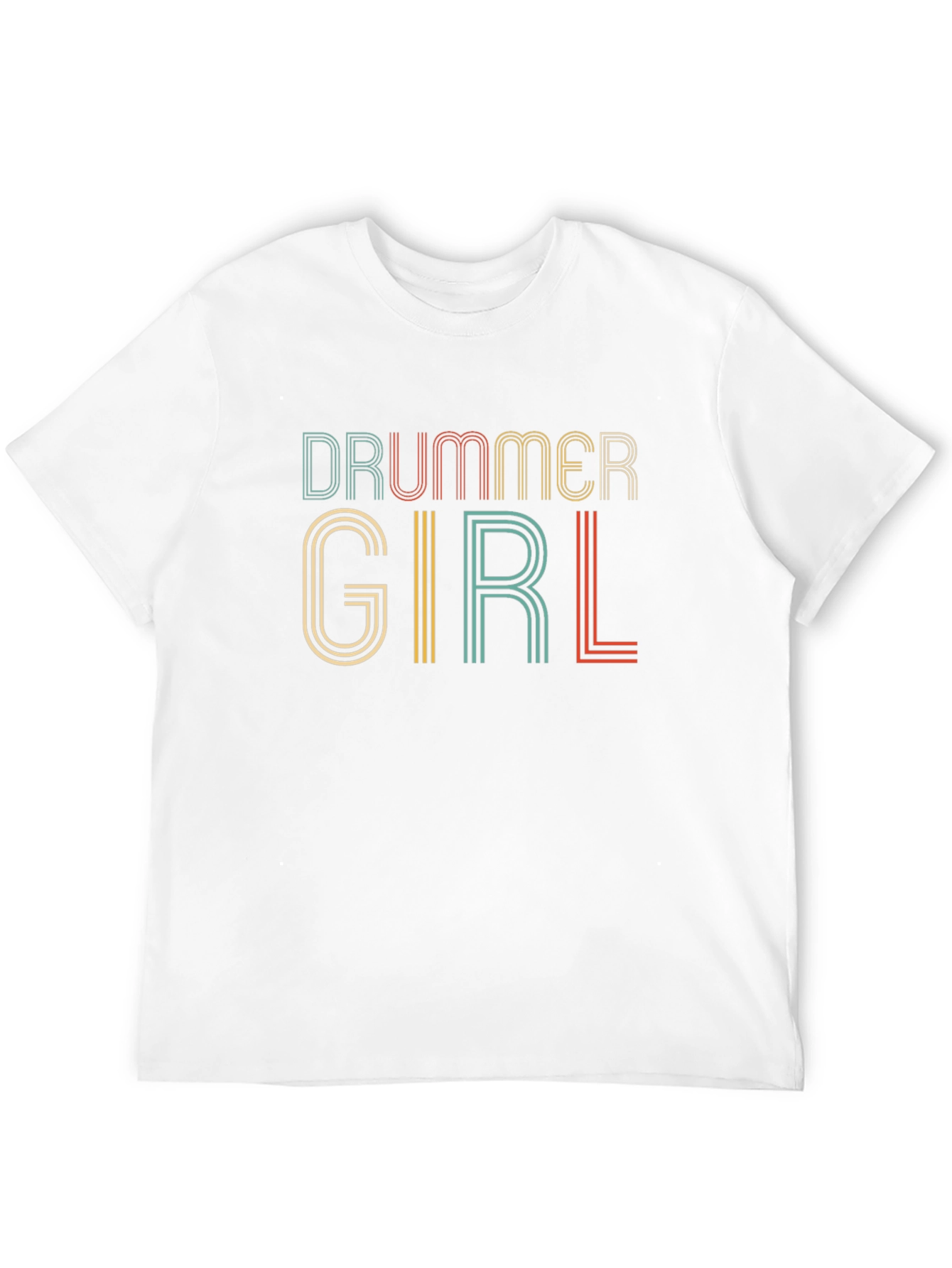 Drummer Girl Retro Style Black T-Shirt