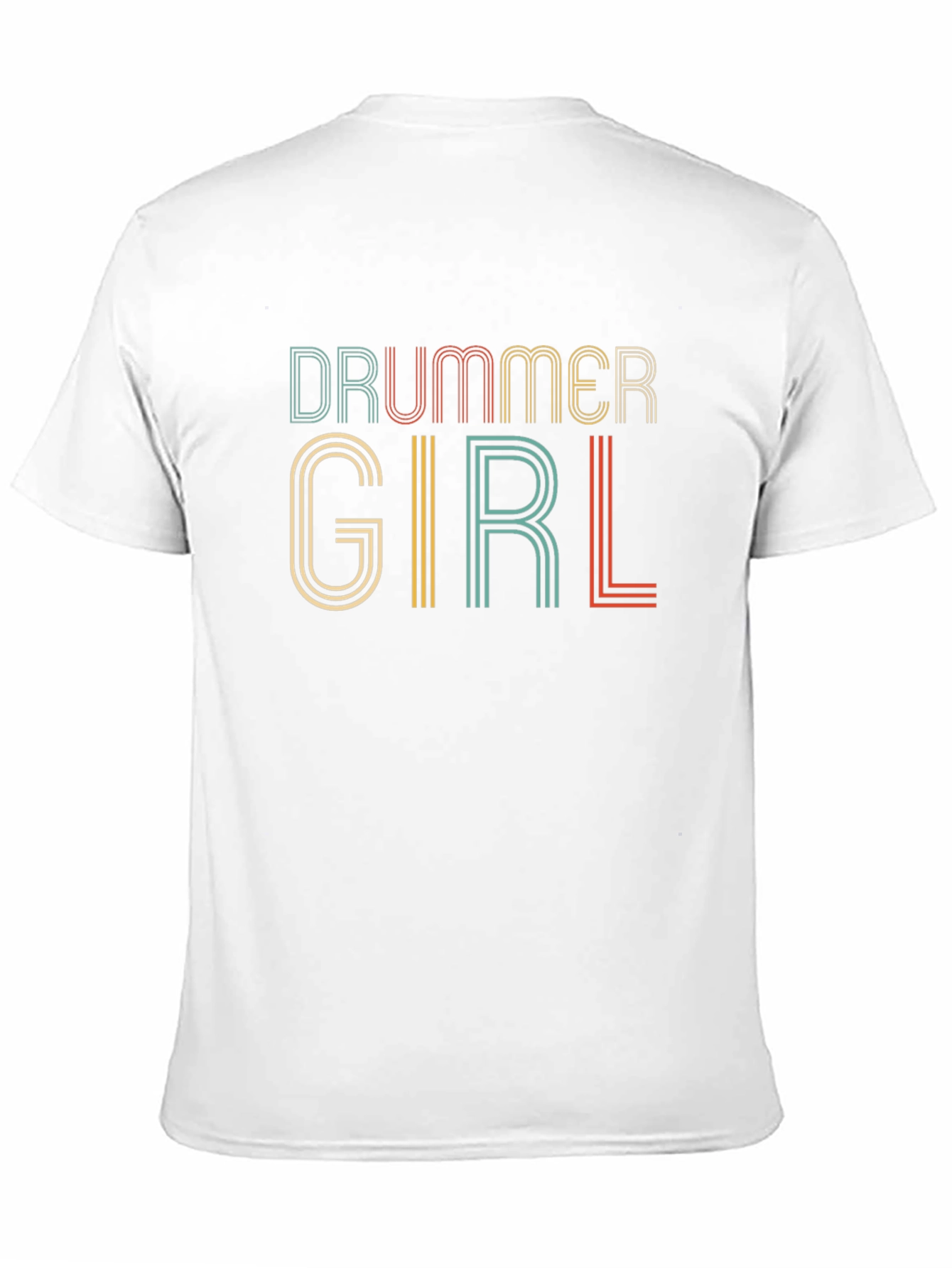 Drummer Girl Retro Style Black T-Shirt