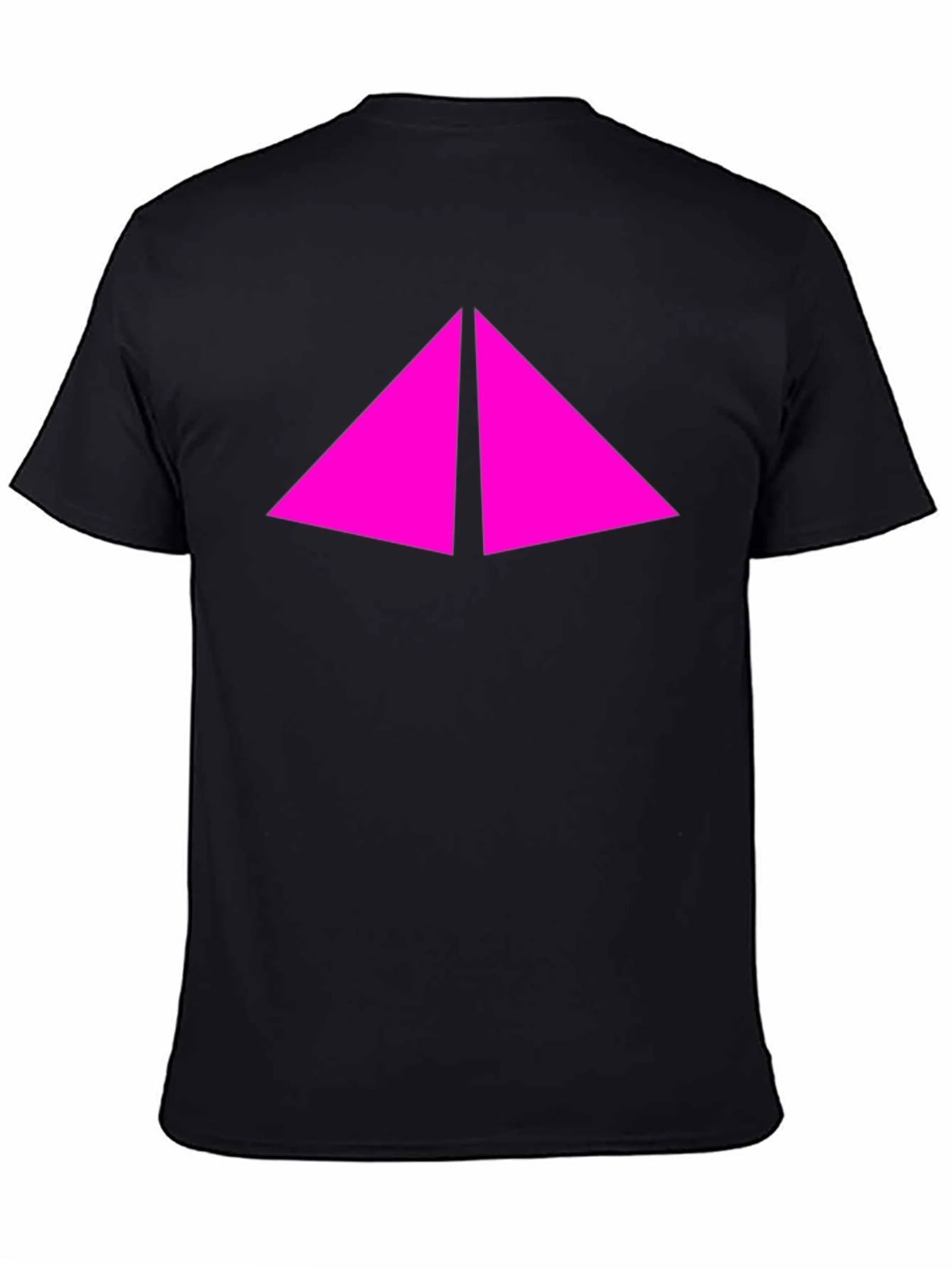 Modern Black T-Shirt with Pink Triangle Design