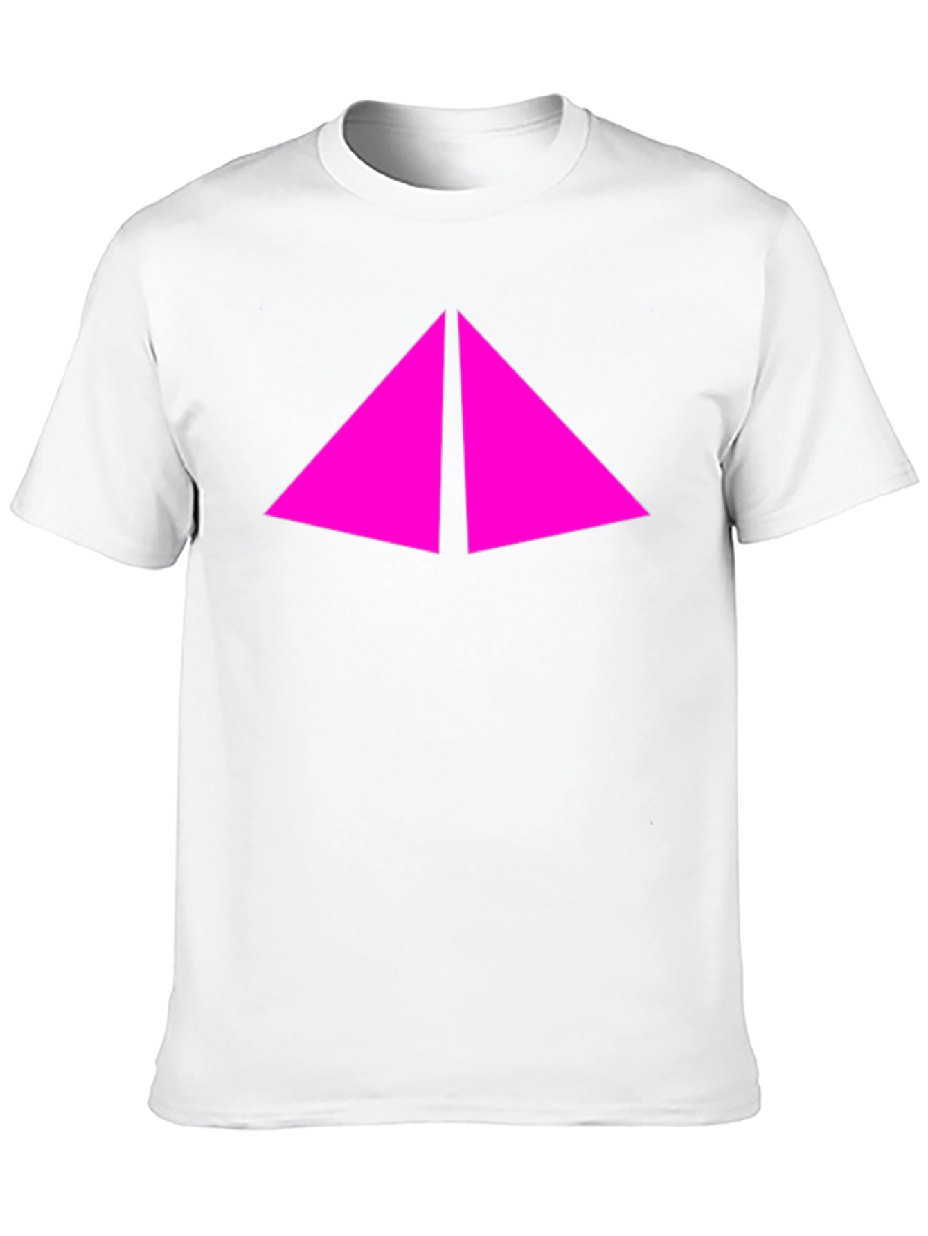Modern Black T-Shirt with Pink Triangle Design