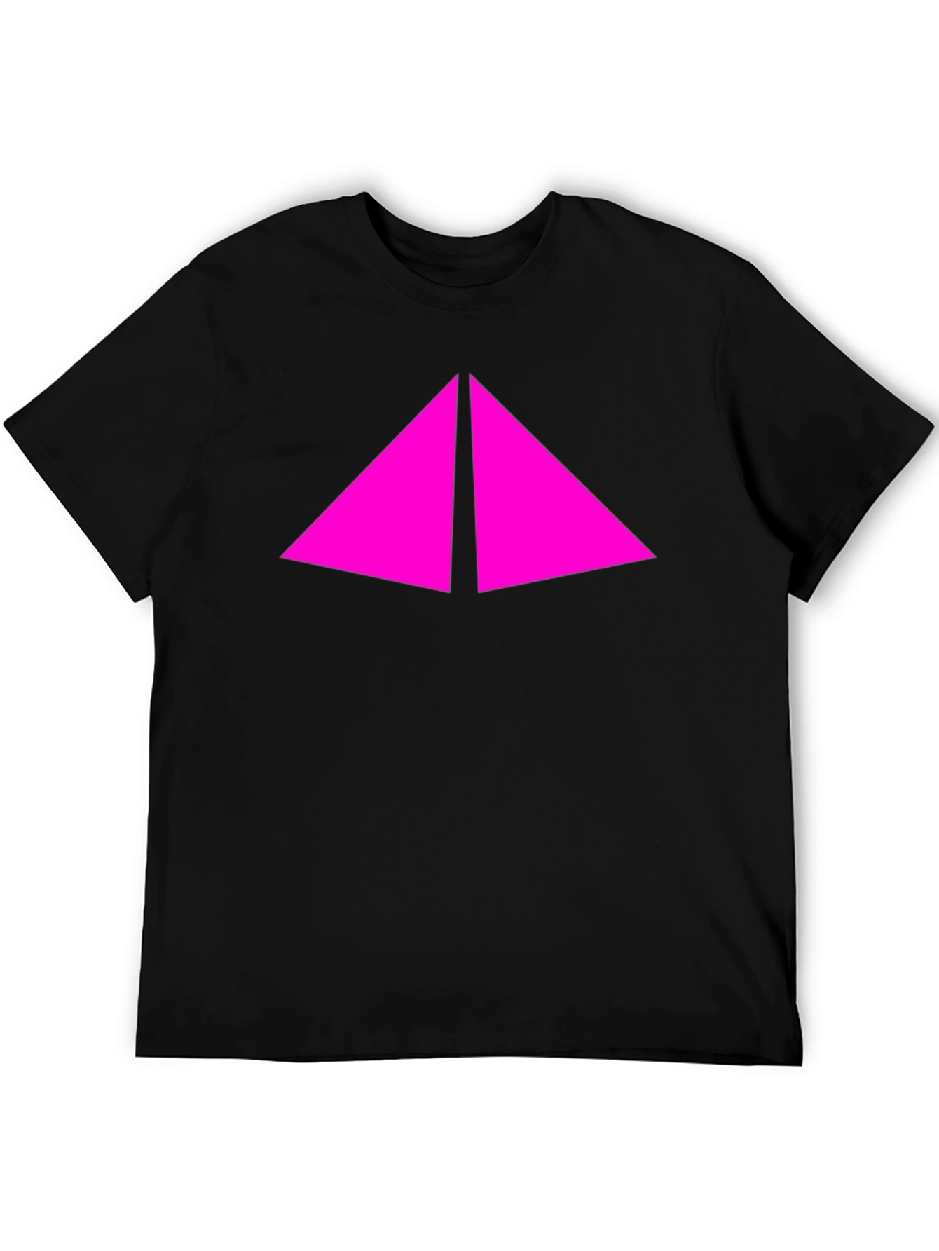 Modern Black T-Shirt with Pink Triangle Design