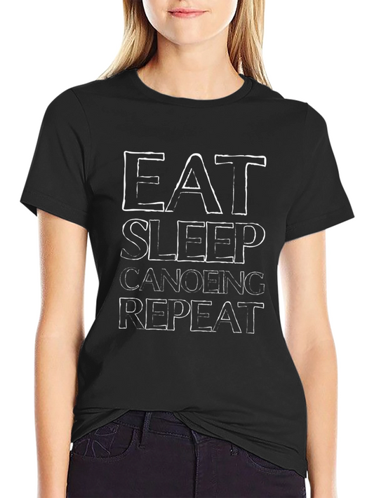 Eat Sleep Canoeing Repeat Graphic Tee - Black T-Shirt