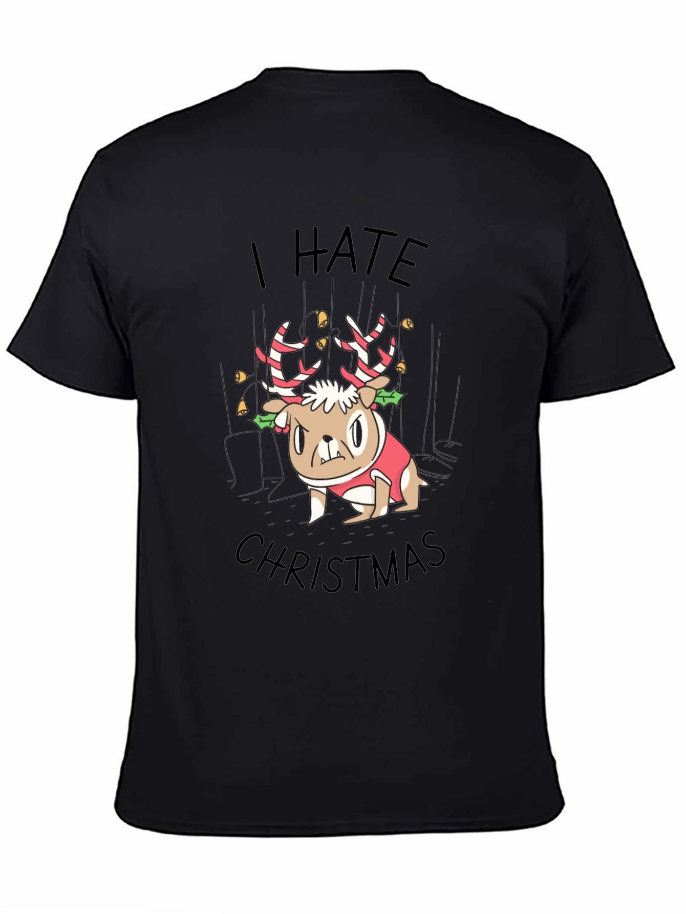 I Hate Christmas Grumpy Dog Reindeer T-Shirt