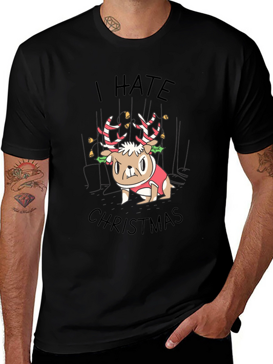 I Hate Christmas Grumpy Dog Reindeer T-Shirt