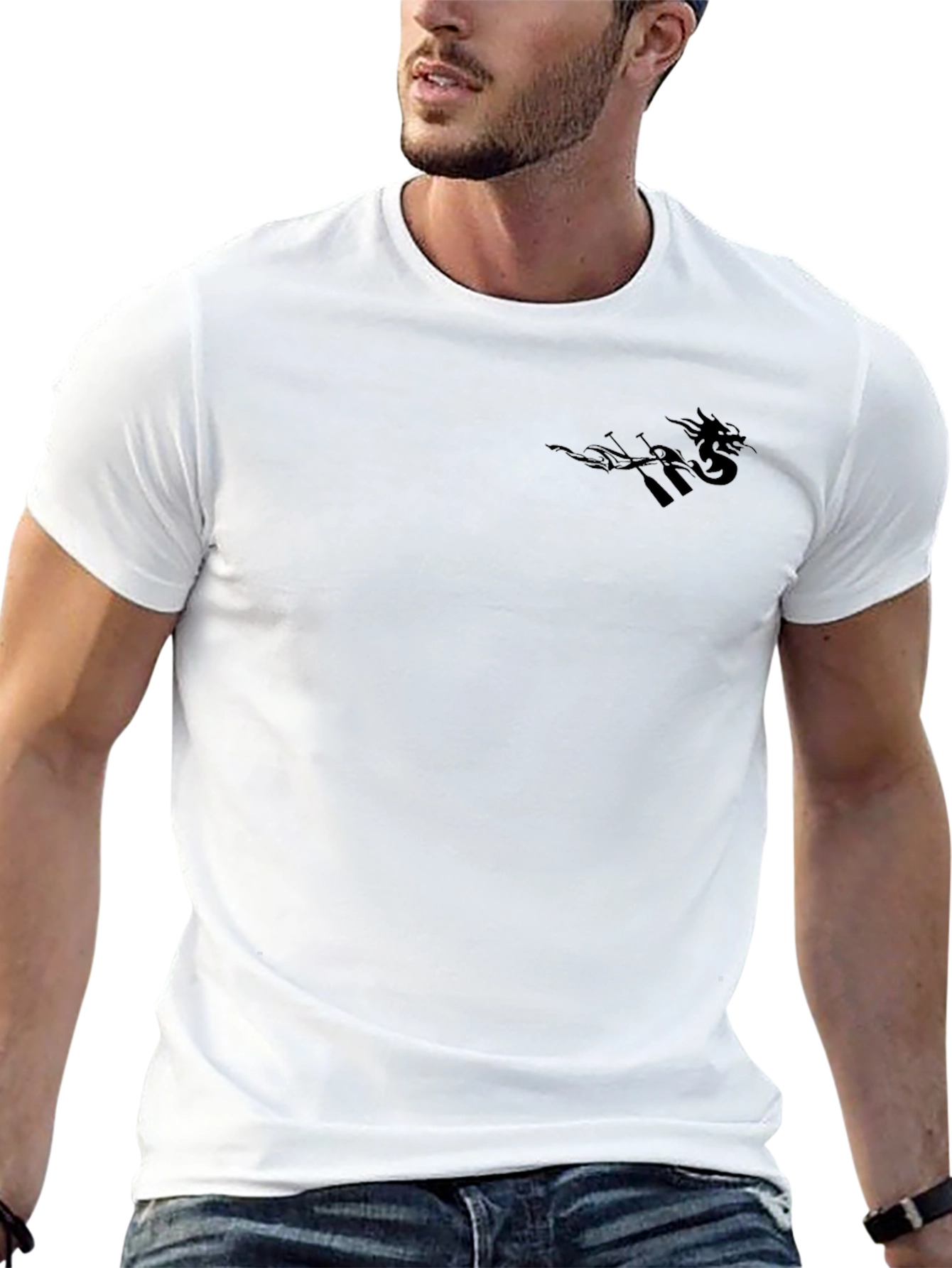 Mens Black Graphic Tee - Dragon Design