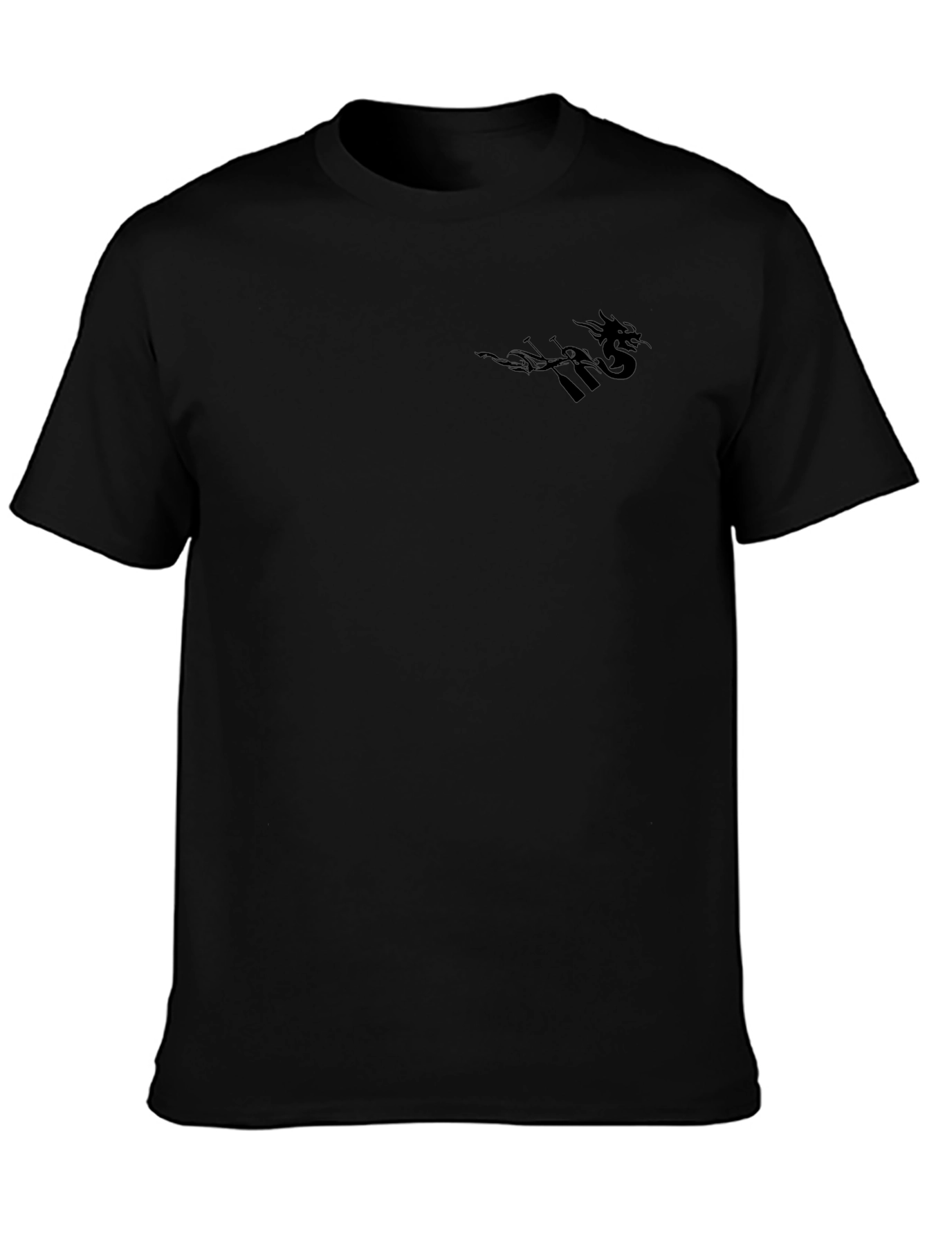 Mens Black Graphic Tee - Dragon Design