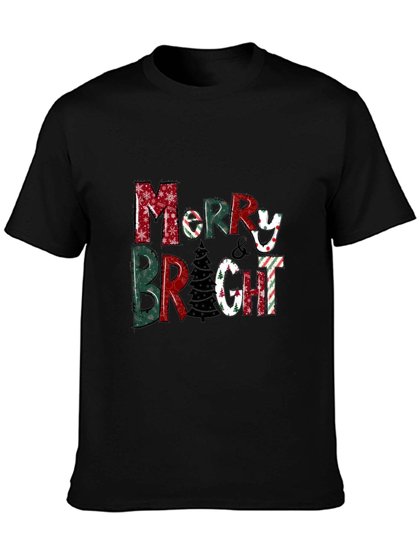 Festive Merry & Bright Christmas Graphic Tee