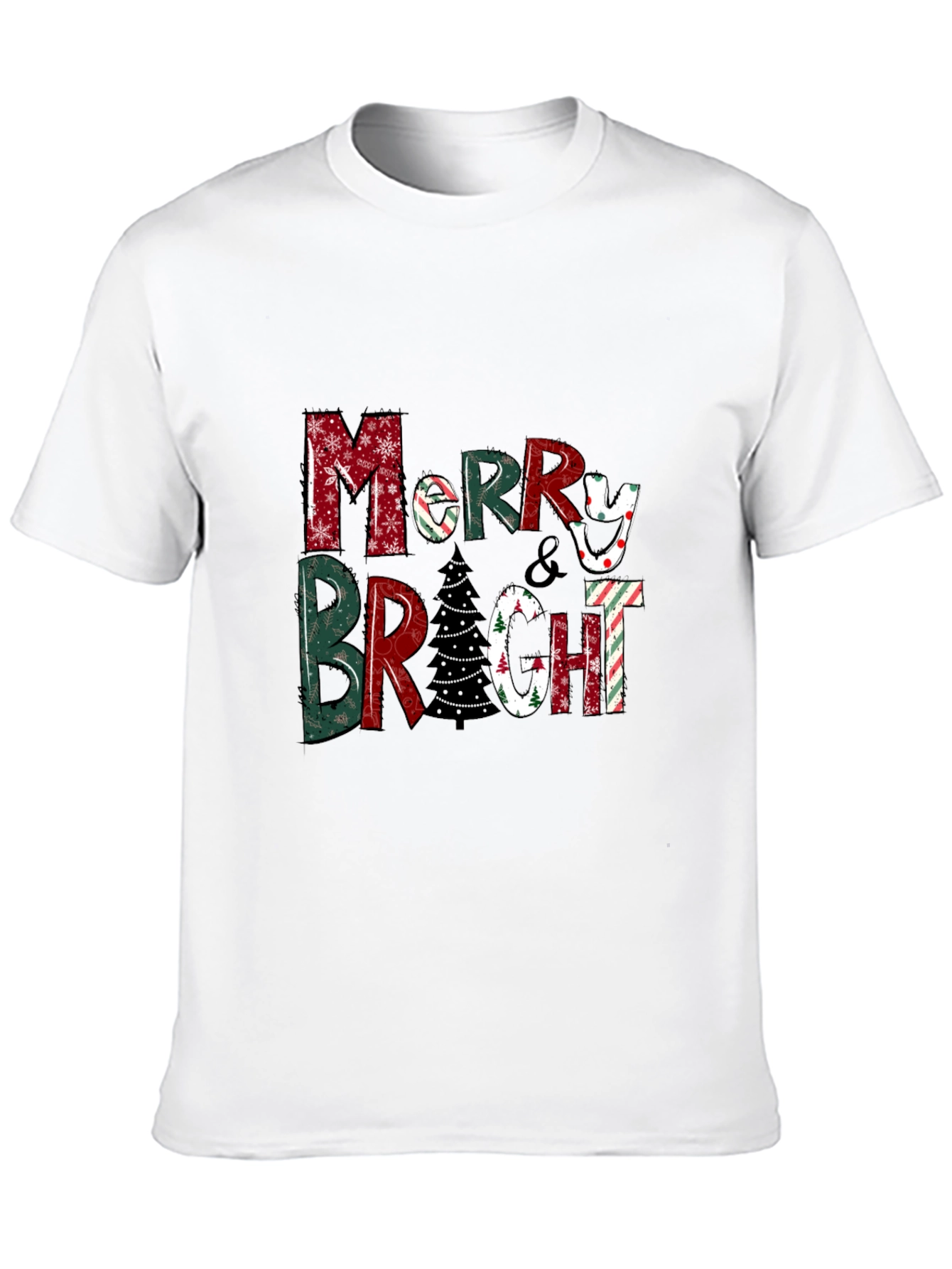 Festive Merry & Bright Christmas Graphic Tee