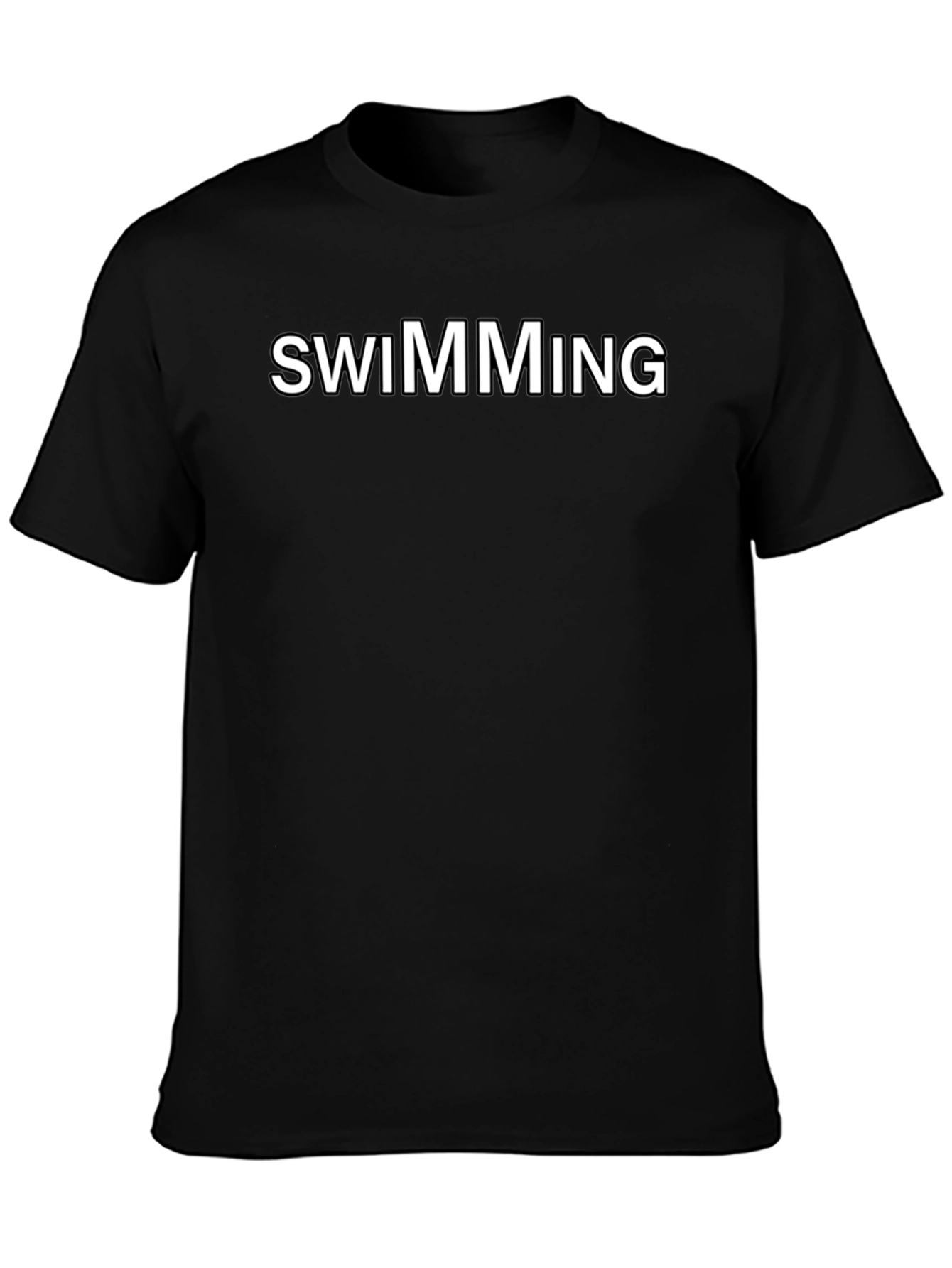 Swimming Graphic Tee - Black Cotton Blend Shirt
