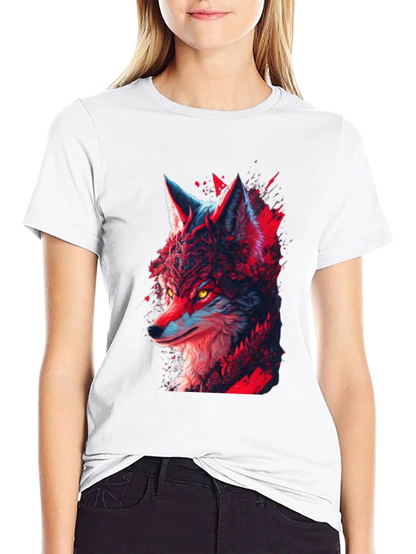 Wolf Graphic Print Black T-Shirt