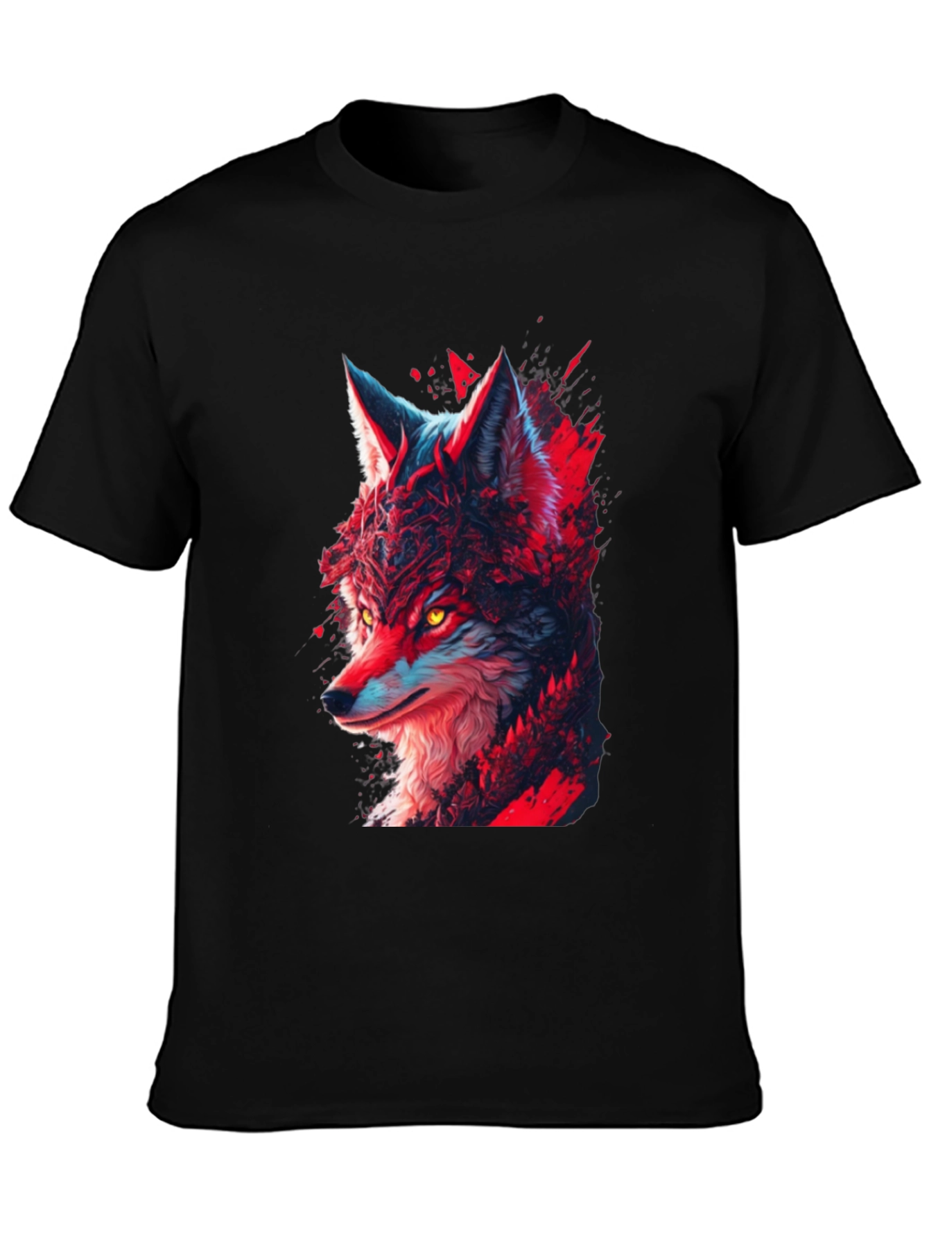Wolf Graphic Print Black T-Shirt