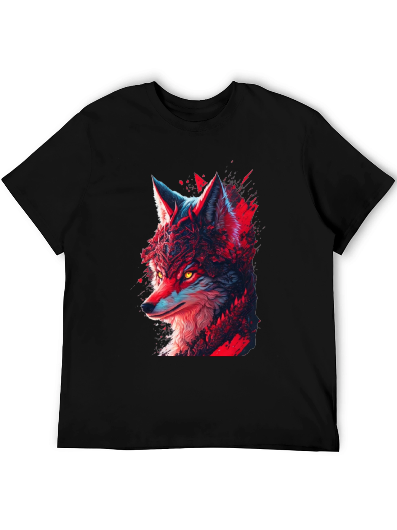 Wolf Graphic Print Black T-Shirt