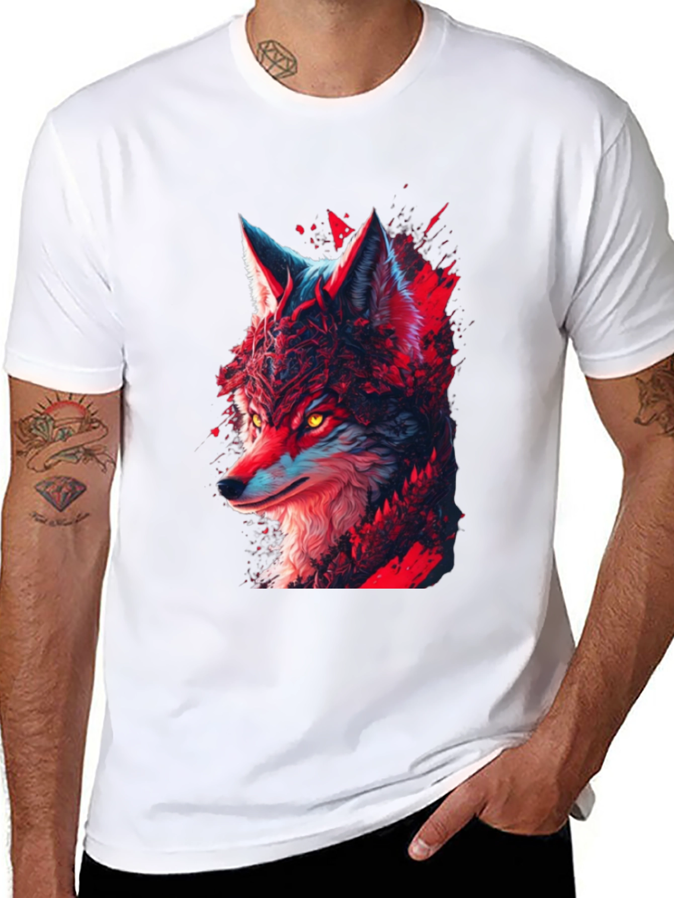 Wolf Graphic Print Black T-Shirt