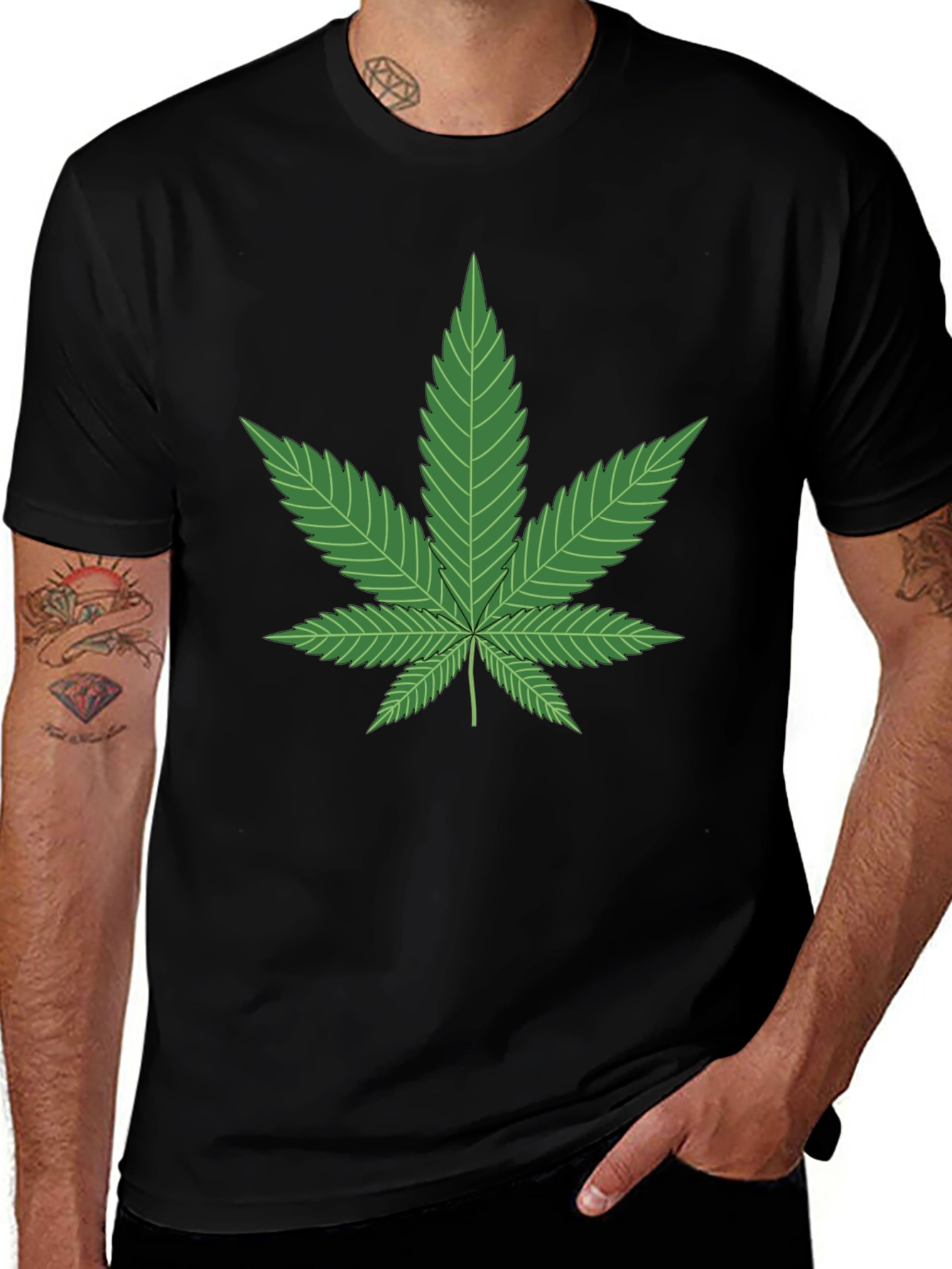 Cannabis Leaf Graphic T-Shirt