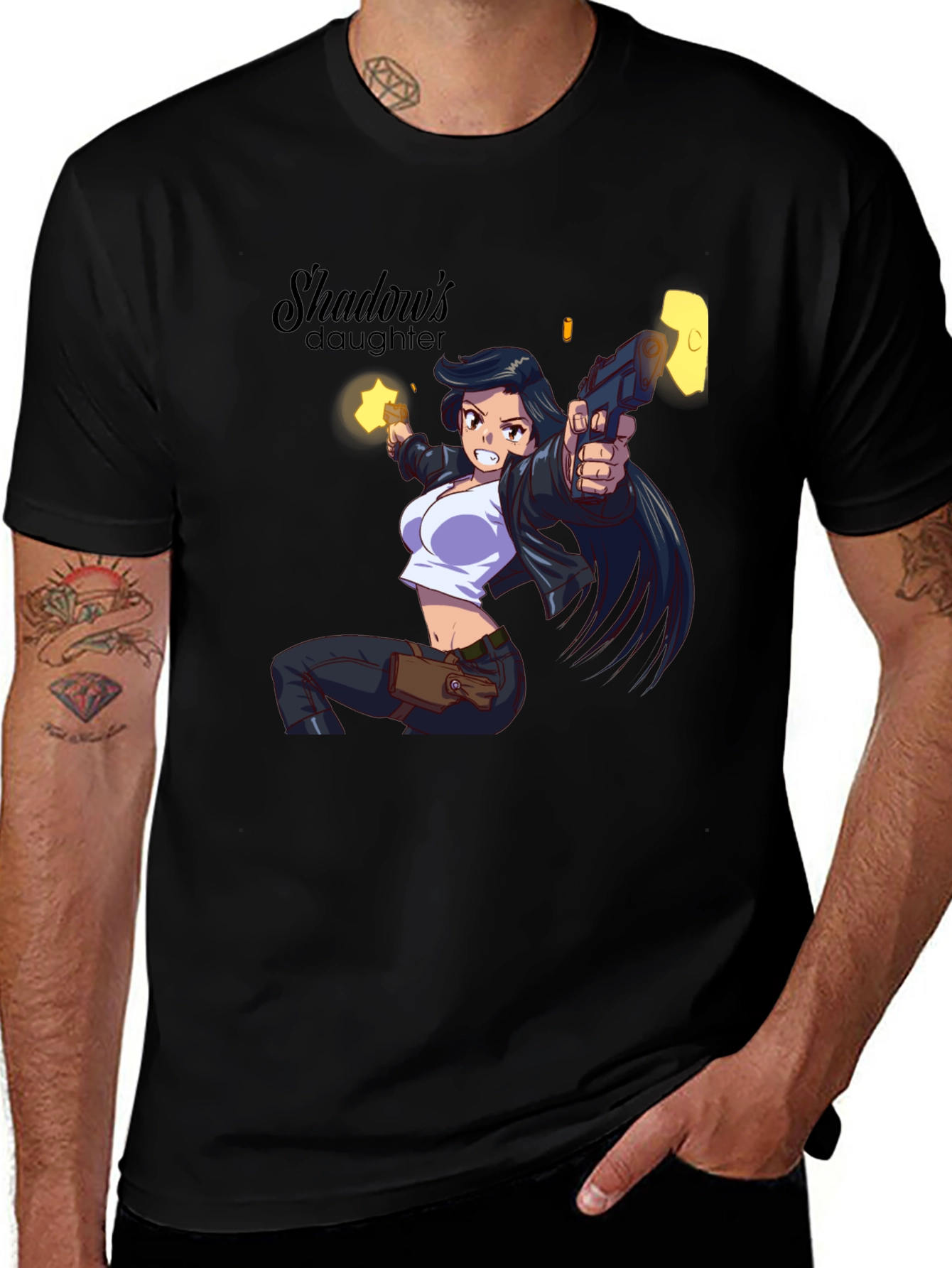 Shadows Daughter Anime Graphic Black T-Shirt