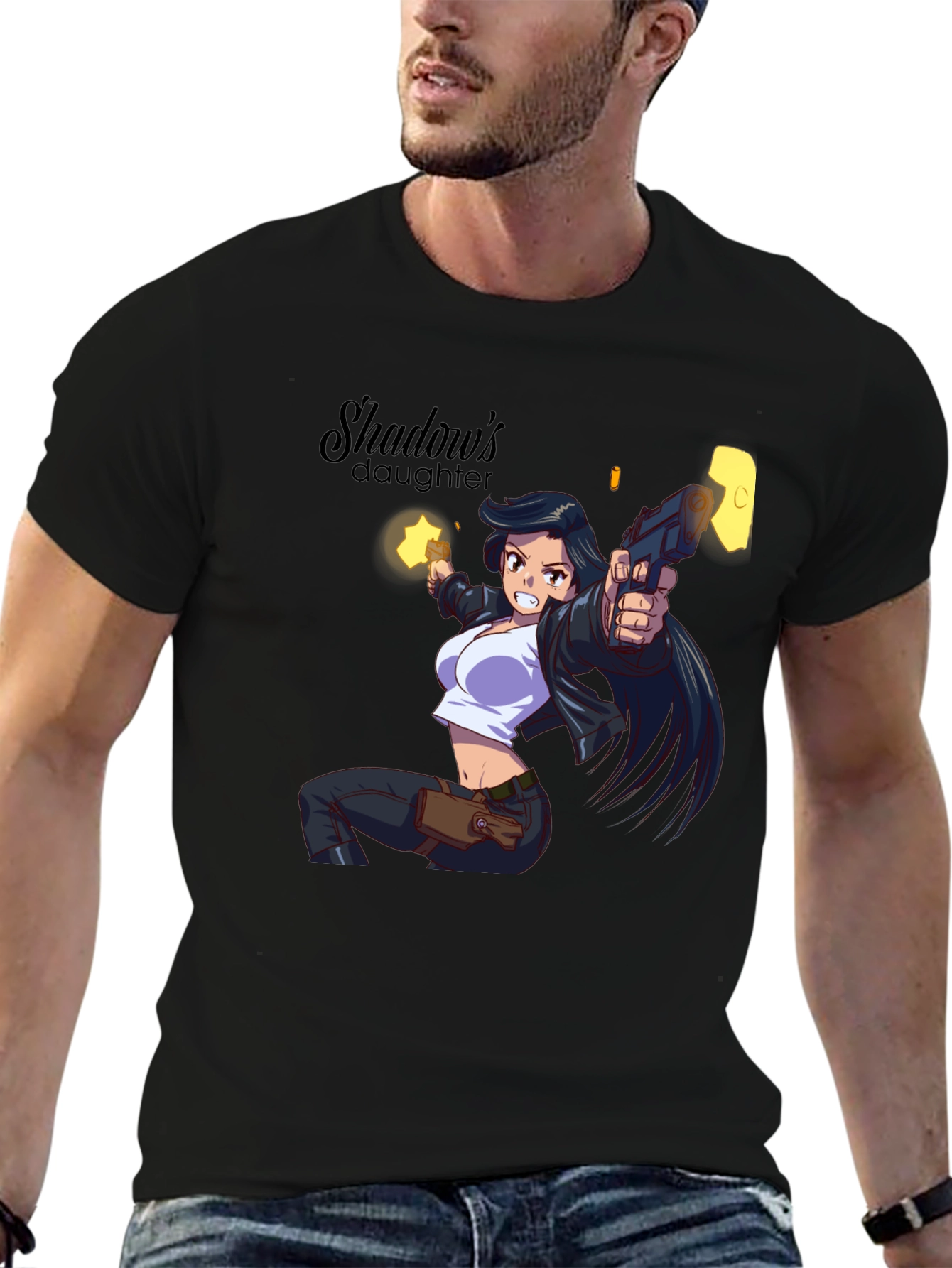 Shadows Daughter Anime Graphic Black T-Shirt