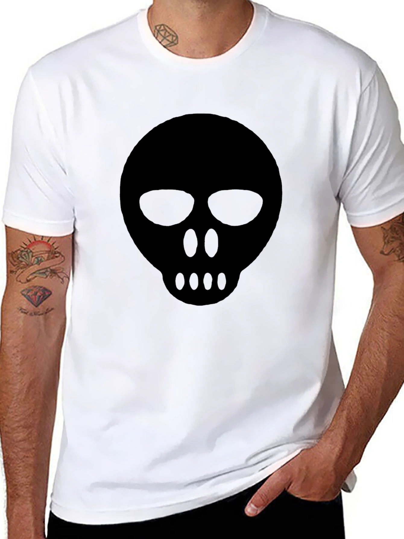 Mens Black Skull Graphic T-Shirt