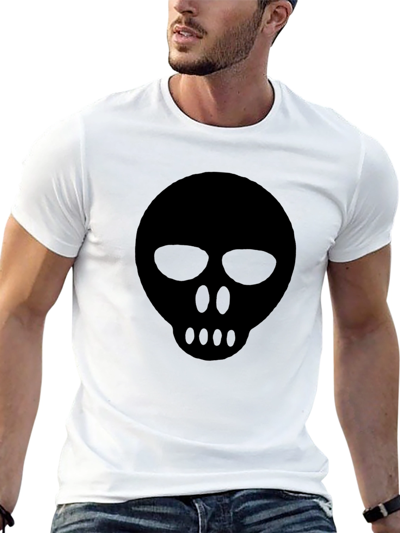 Mens Black Skull Graphic T-Shirt