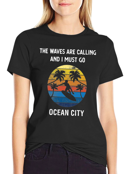 Ocean City Surfer T-Shirt - Waves Are Calling Tee