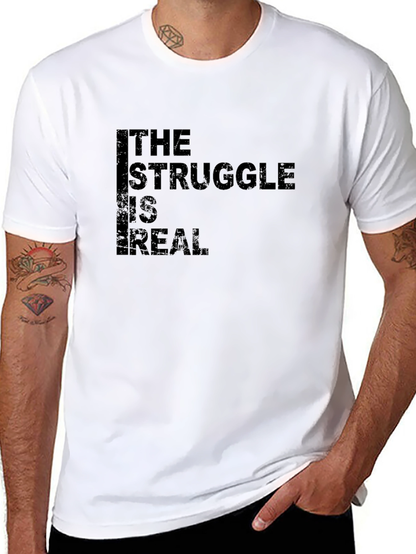 The Struggle is Real Graphic Black T-Shirt