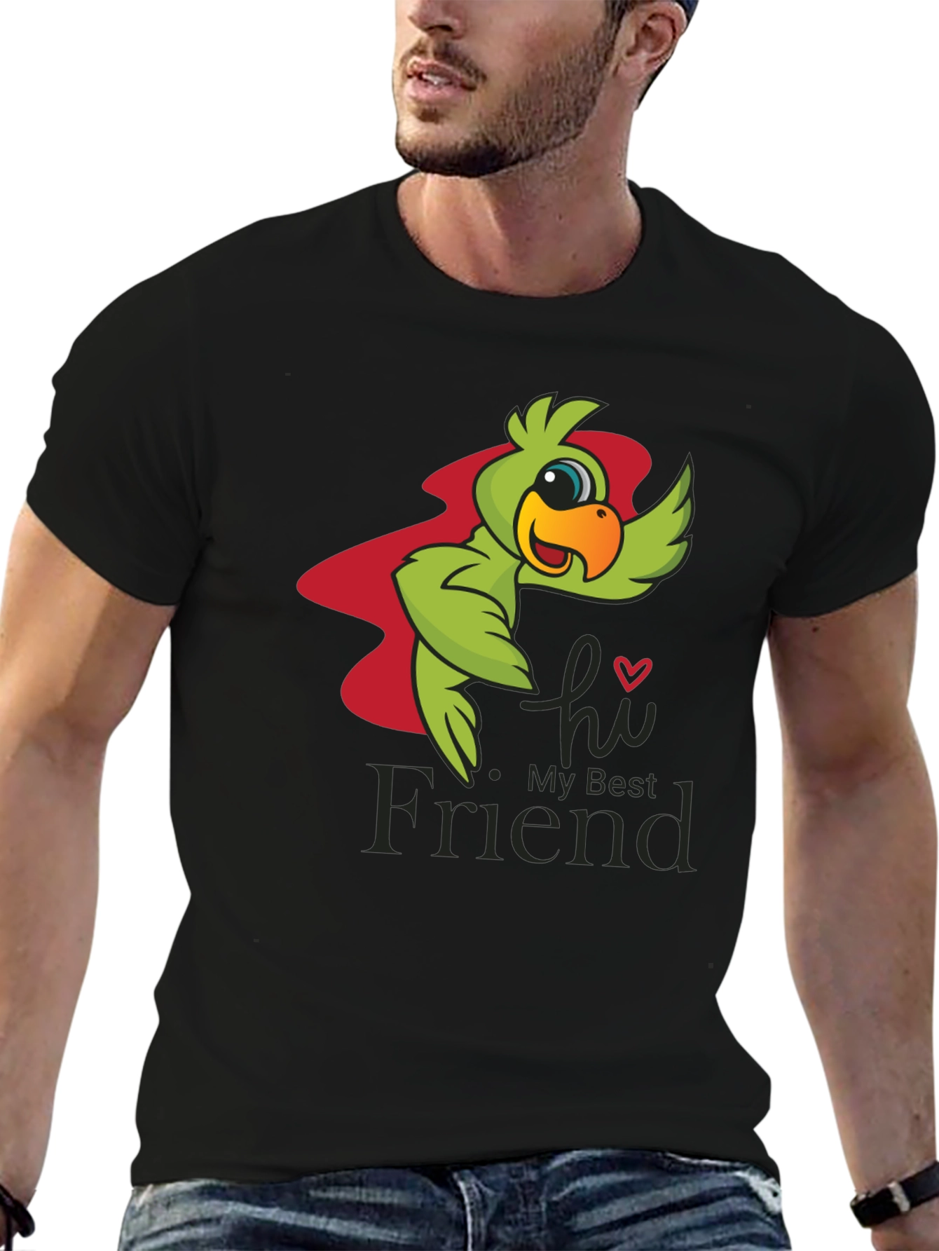 Hi My Best Friend Parrot Graphic Tee