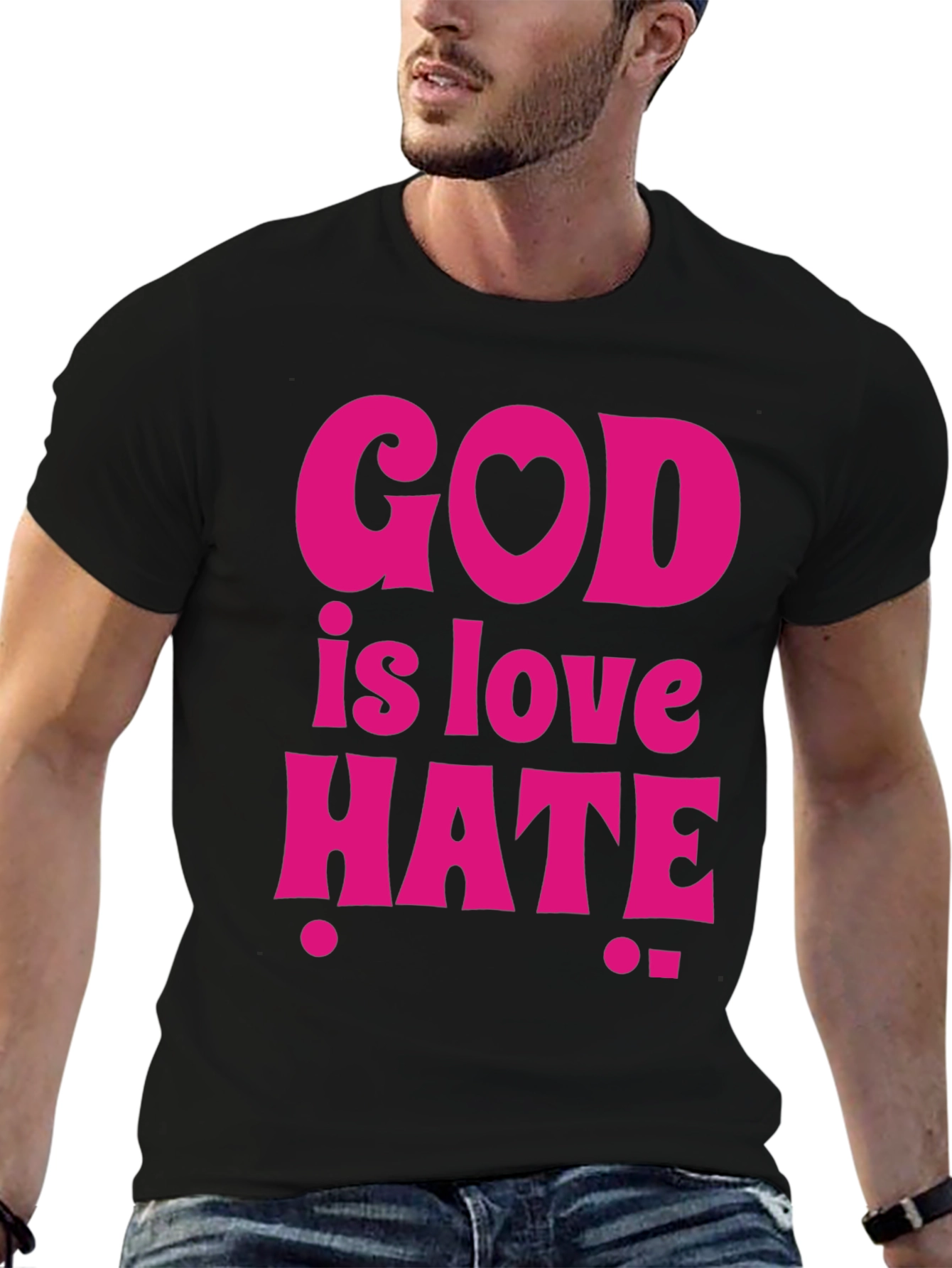 God is Love Hate Black Graphic Tee